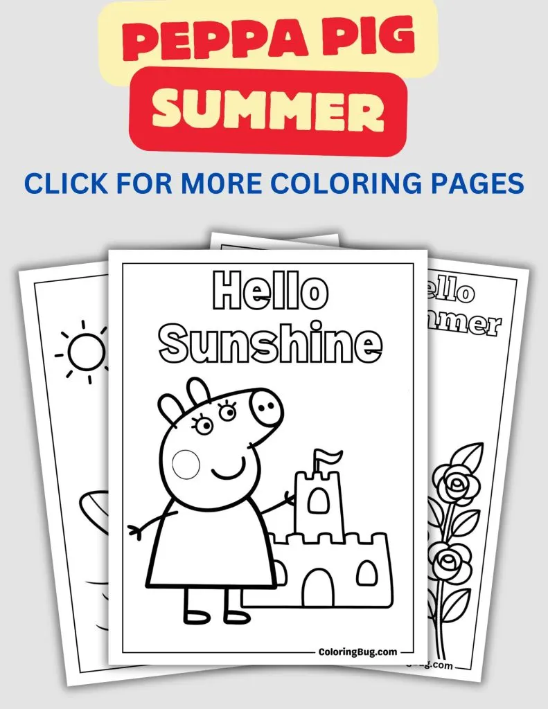 Peppa Pig Summer Coloring Pages
