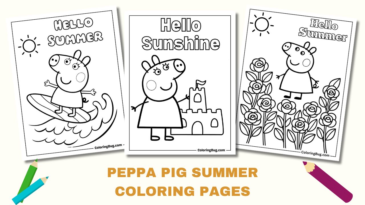 Peppa Pig Summer Coloring Pages