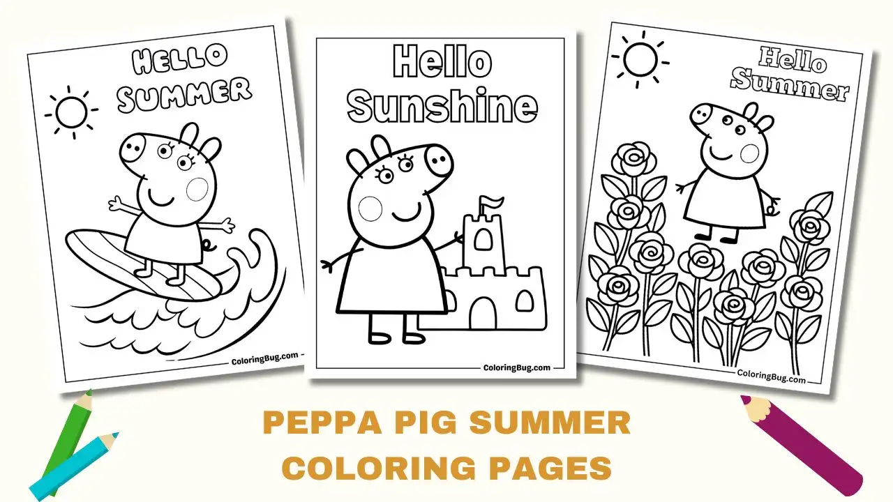 Peppa Pig Summer Coloring Pages