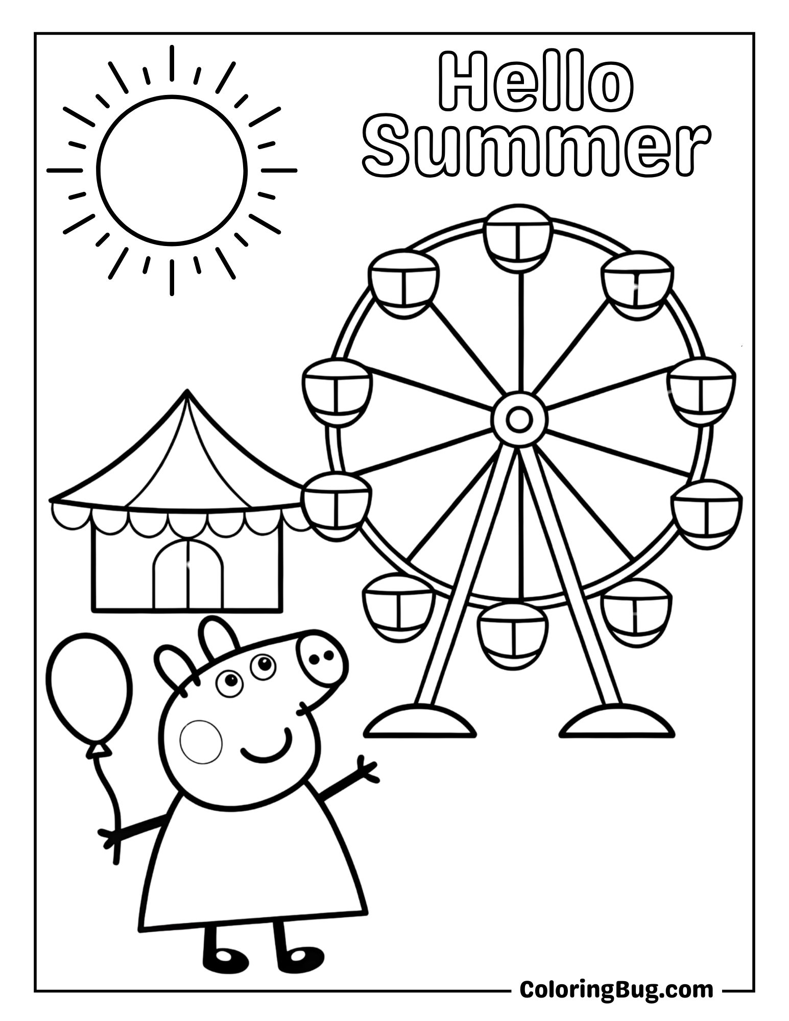 Peppa Pig at a Summer Fair Coloring Sheet