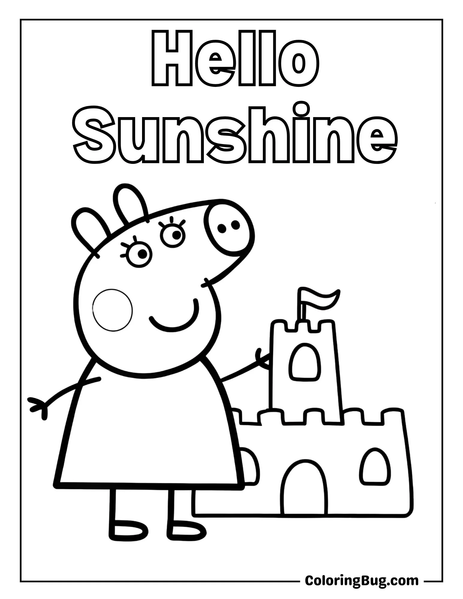 Peppa pig Building Sand Castle Coloring Sheet