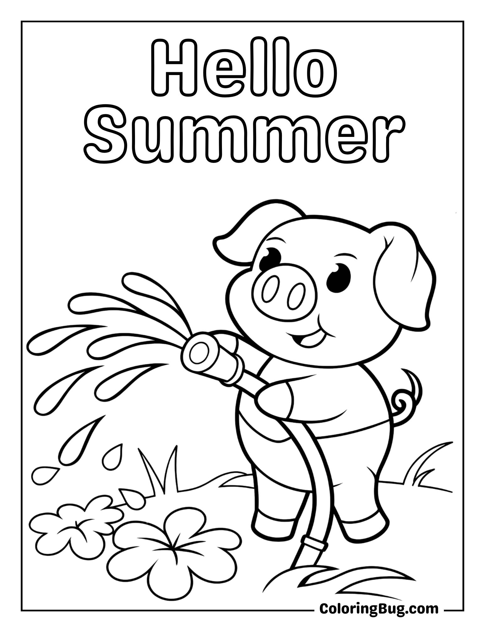 Piglet Splashing Water Everywhere Coloring Sheet