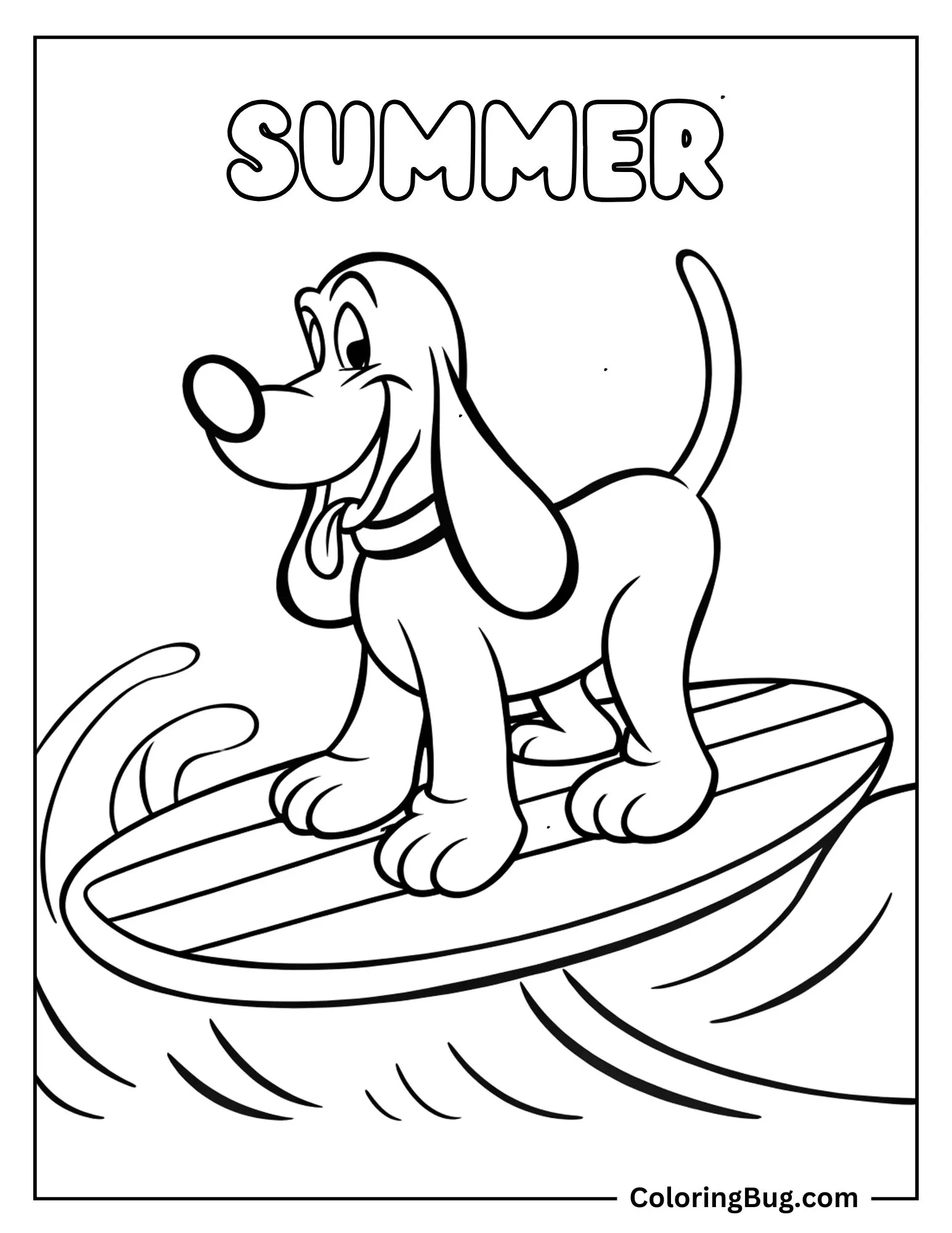 Pluto on Paddleboard Coloring Sheet