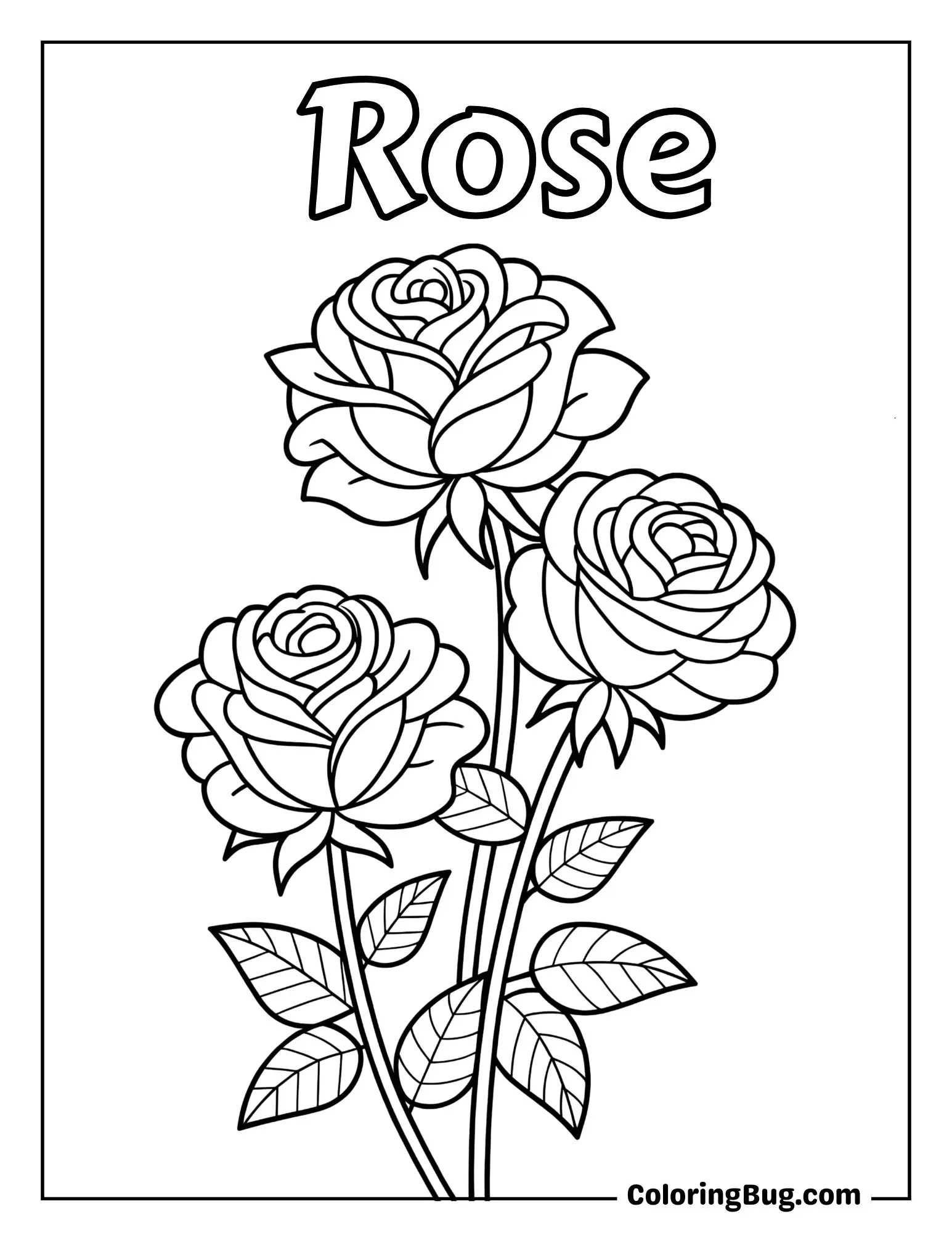 Rose with Spelling Coloring Sheet