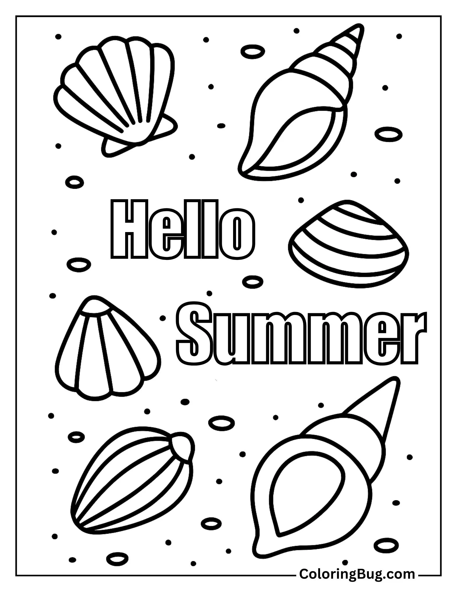 Seashell Scattered on the Sand Coloring Sheet