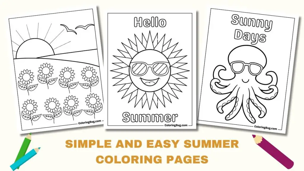 Simple and Easy Summer Coloring Pages