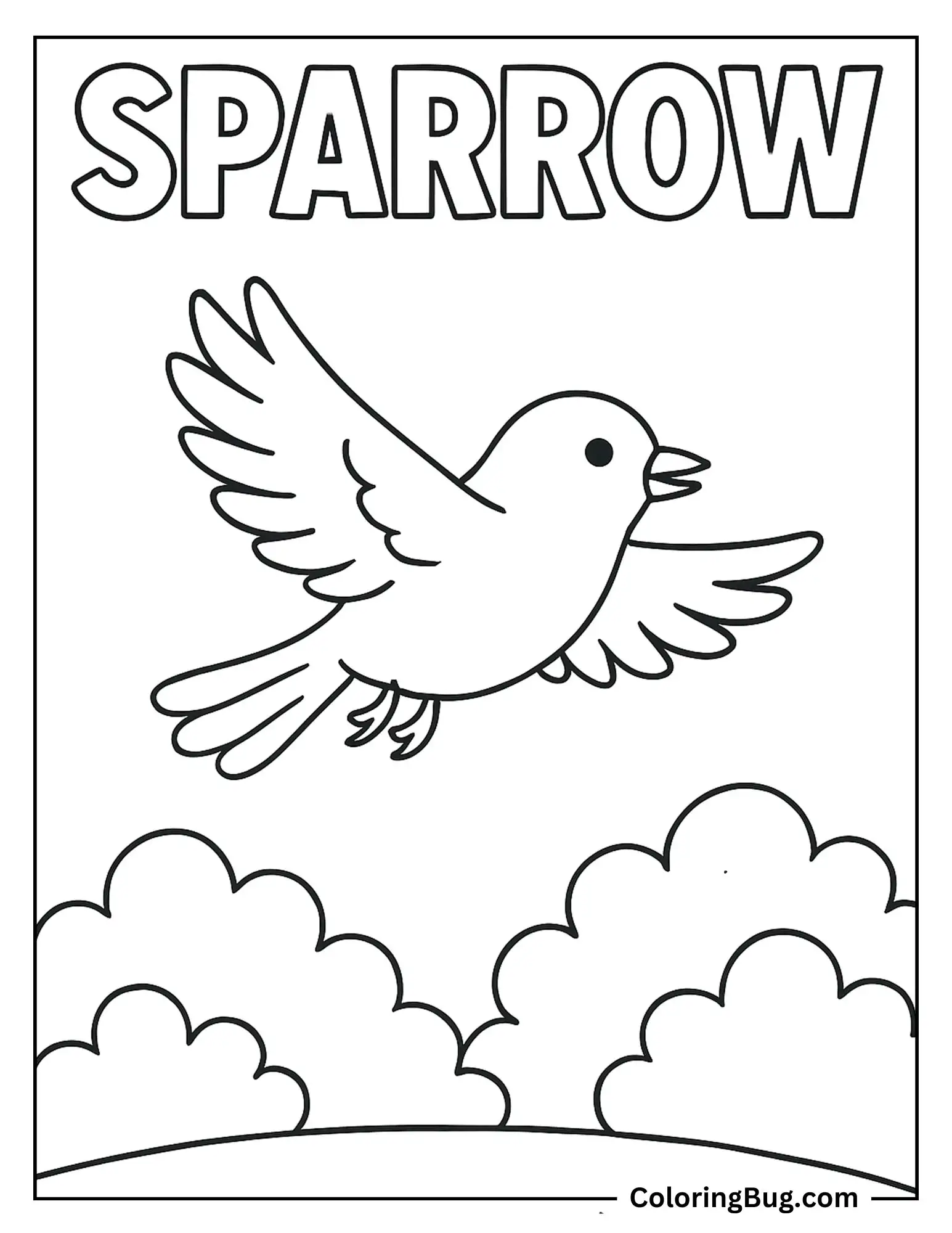 Sparrow Flying Coloring sheet

