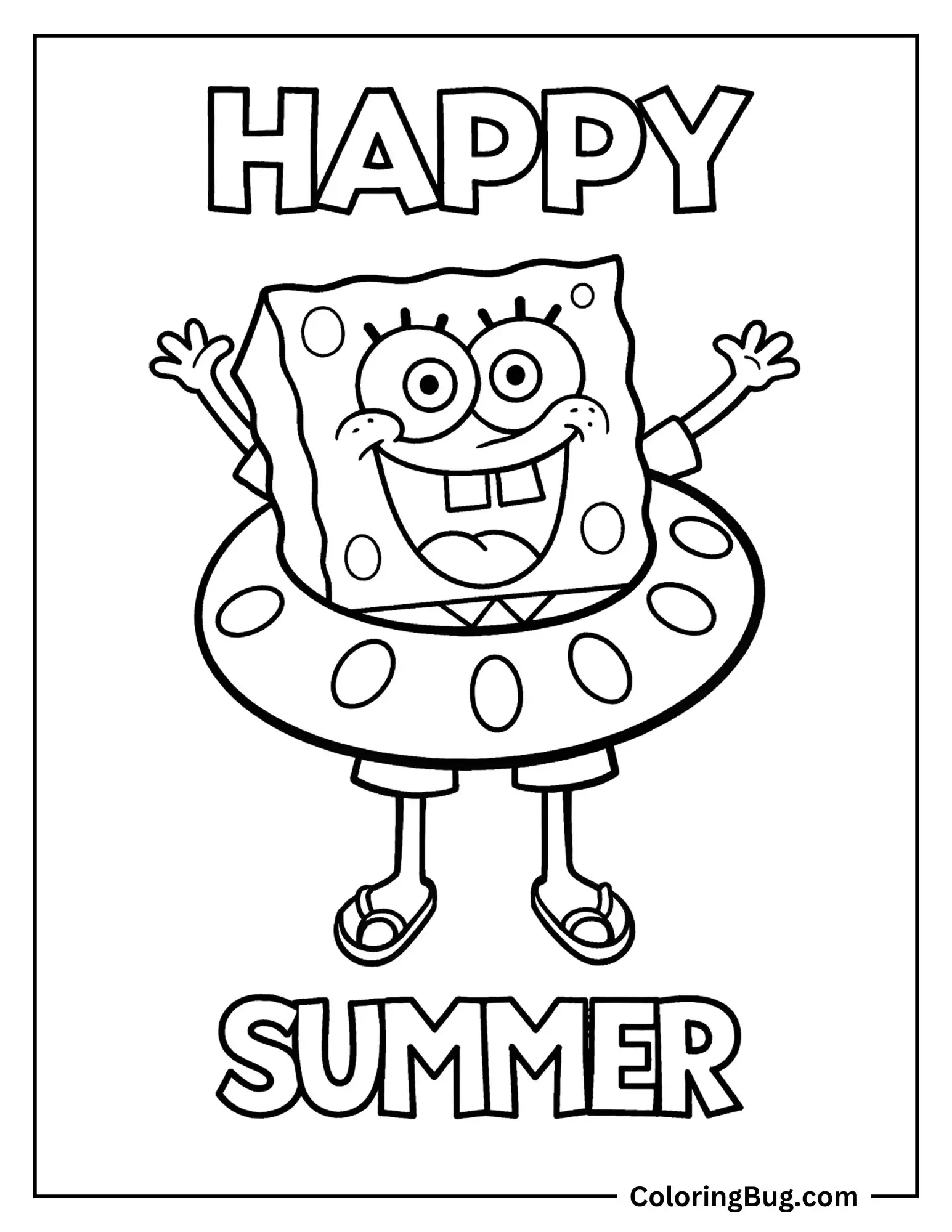 SpongeBob Wearing Floatie Coloring sheet