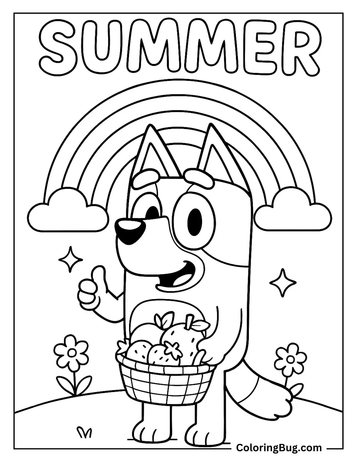 Summer Bluey Coloring Page