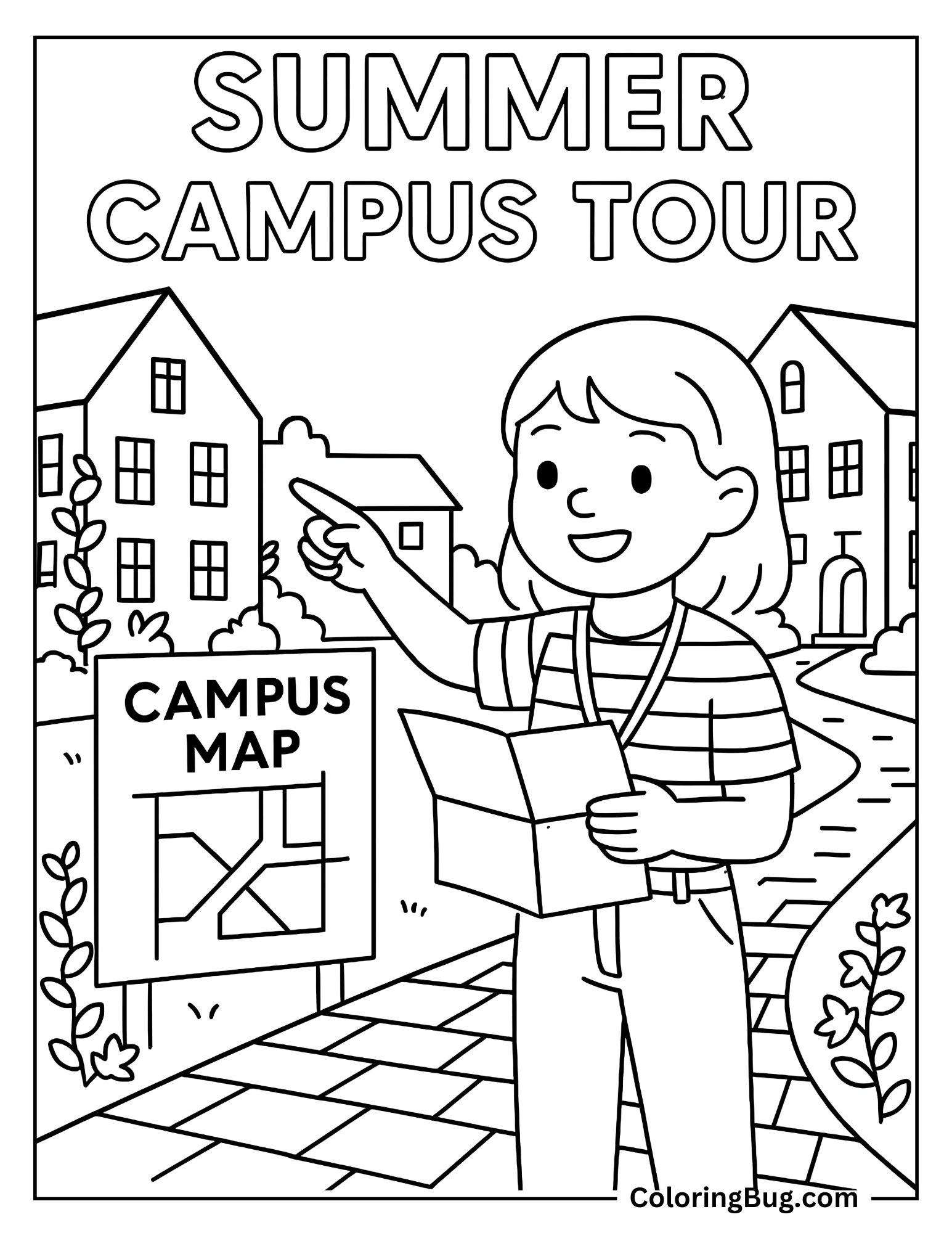 Summer Campus Tour Coloring Sheet