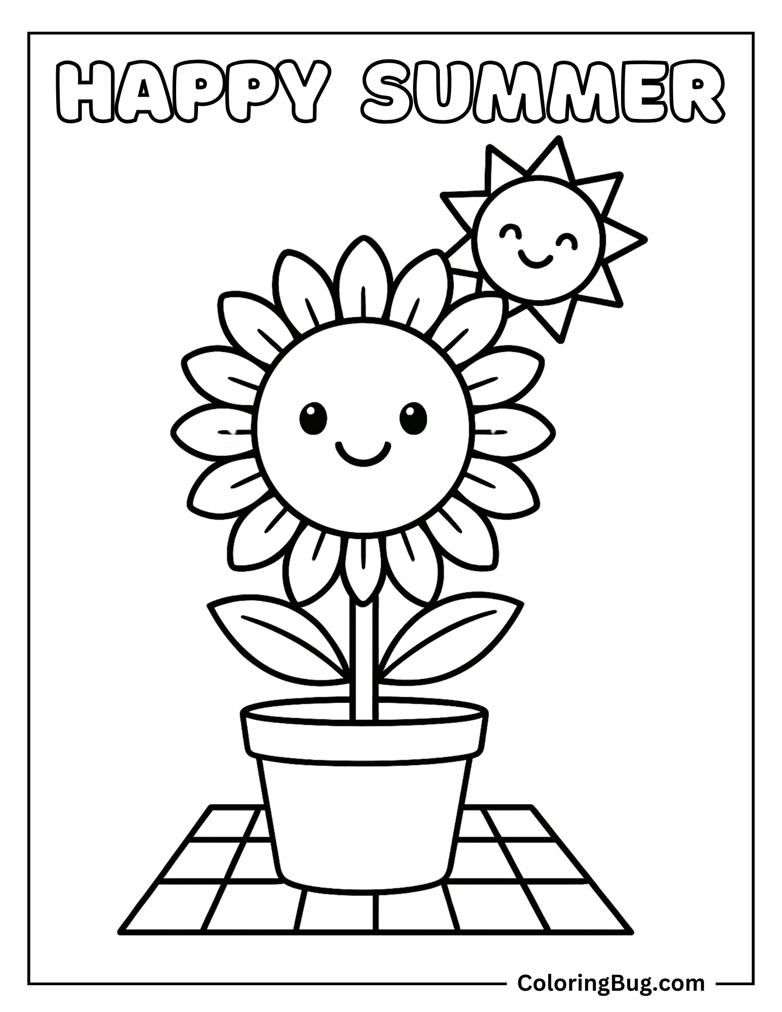 Summer Sun Flower Coloring Sheet