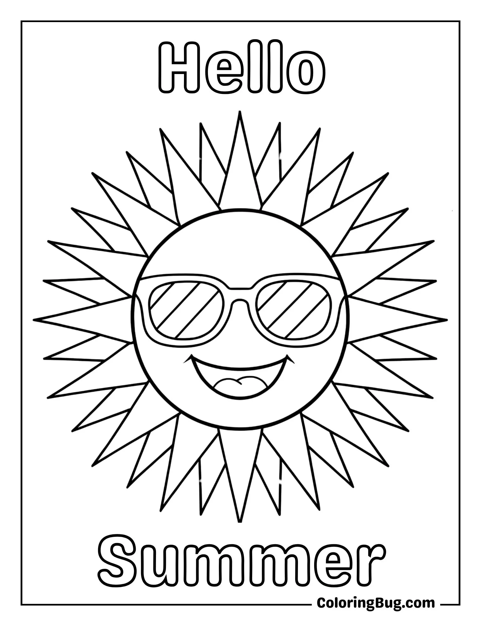 Sun with Sunglasses Coloring Sheet