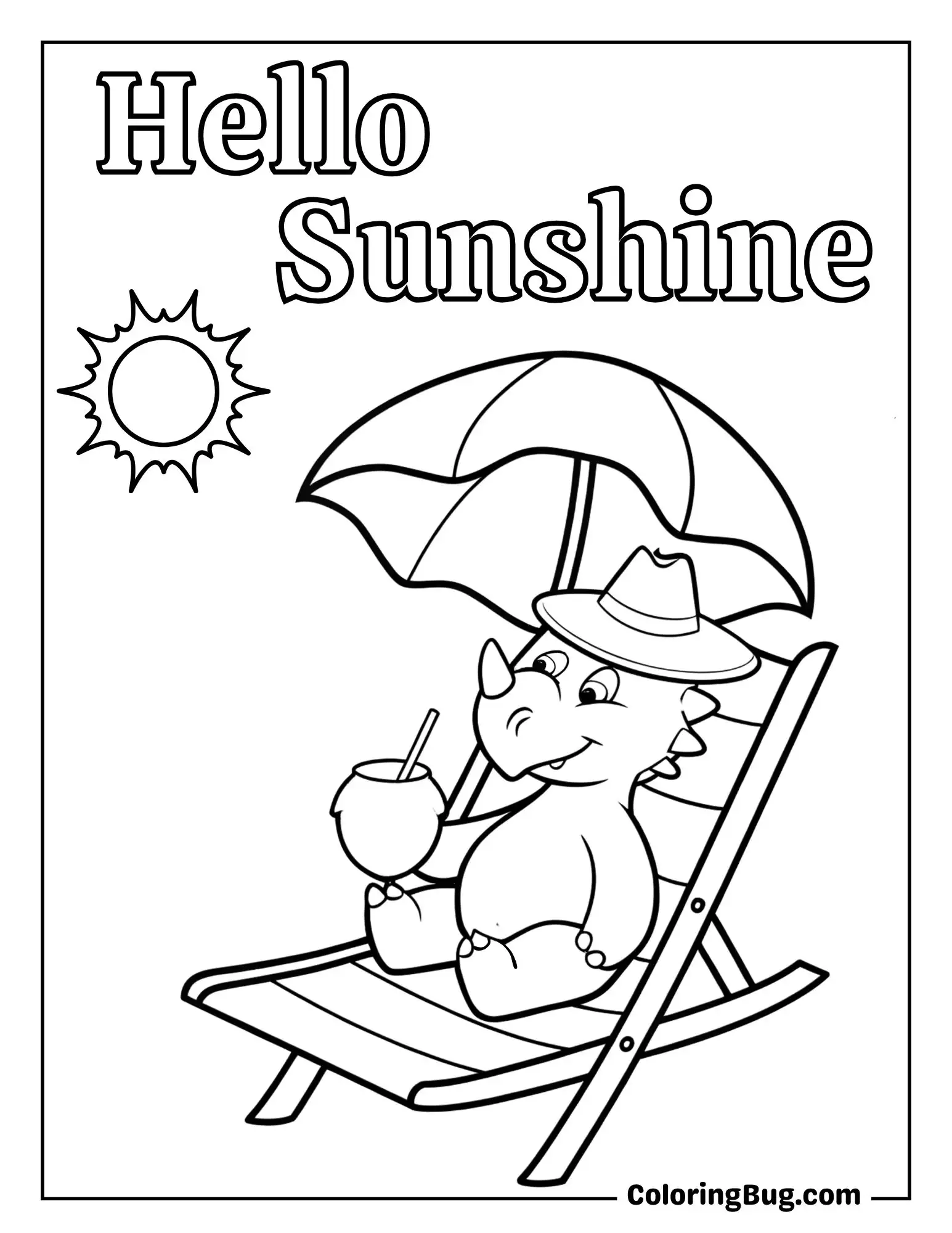 Sunbathing Triceratops Coloring Sheet
