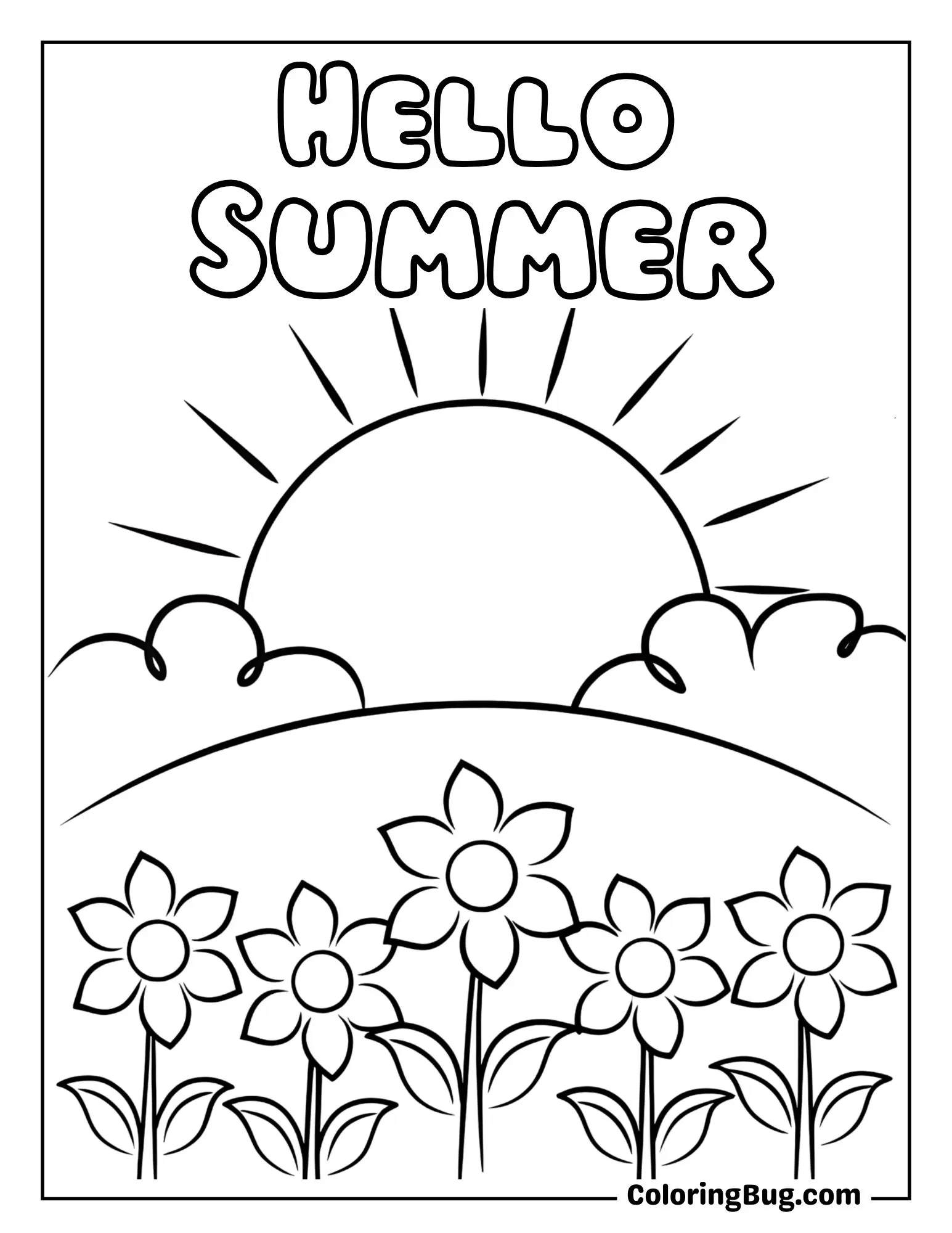 Sunflower Field at Sunset Coloring Sheet
