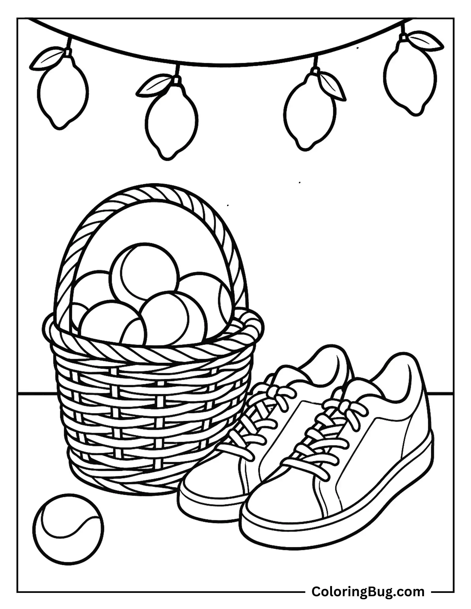 Tennis Whites & Lemon Lights Coloring Sheet