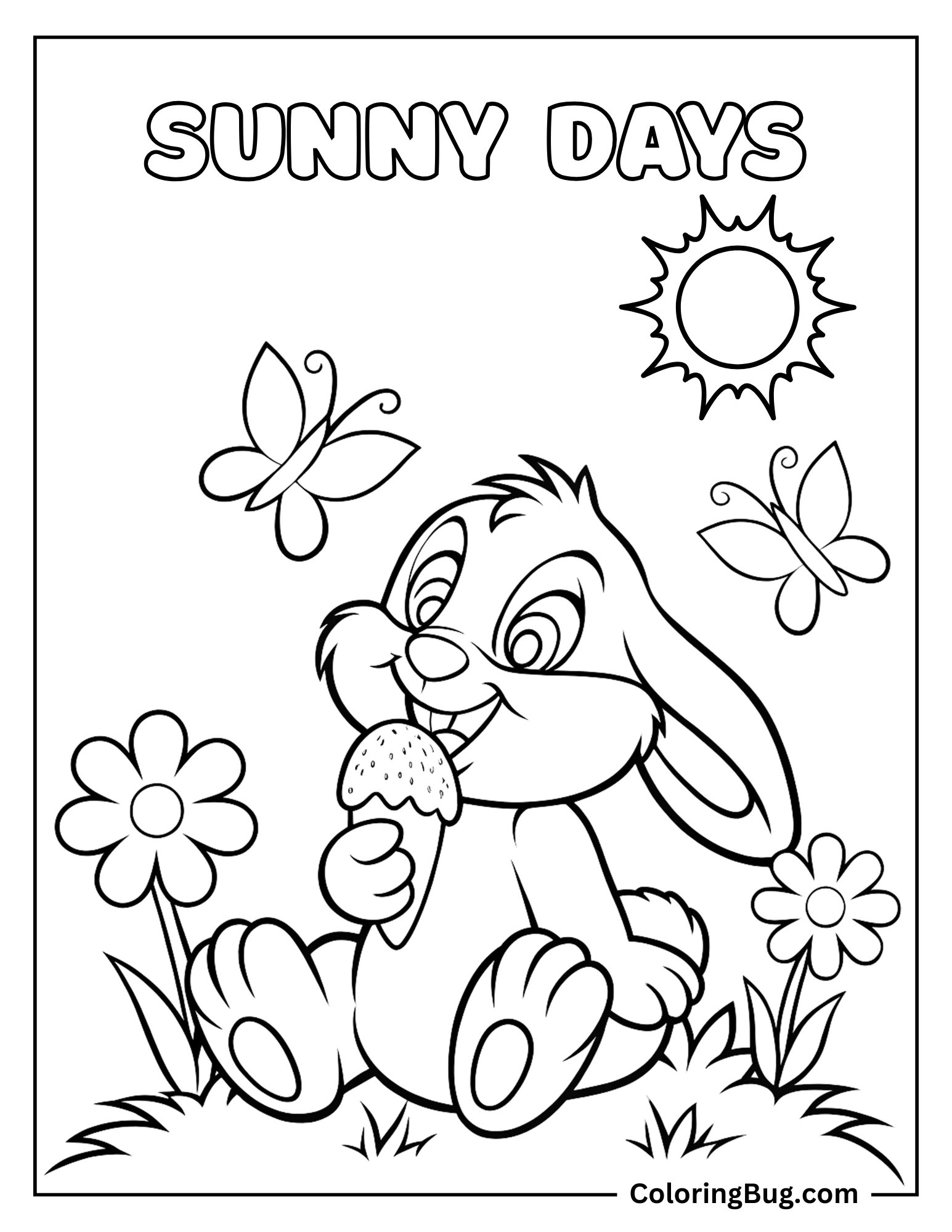 Thumper Enjoying Ice Cream During Hot Summer Day Coloring Sheet