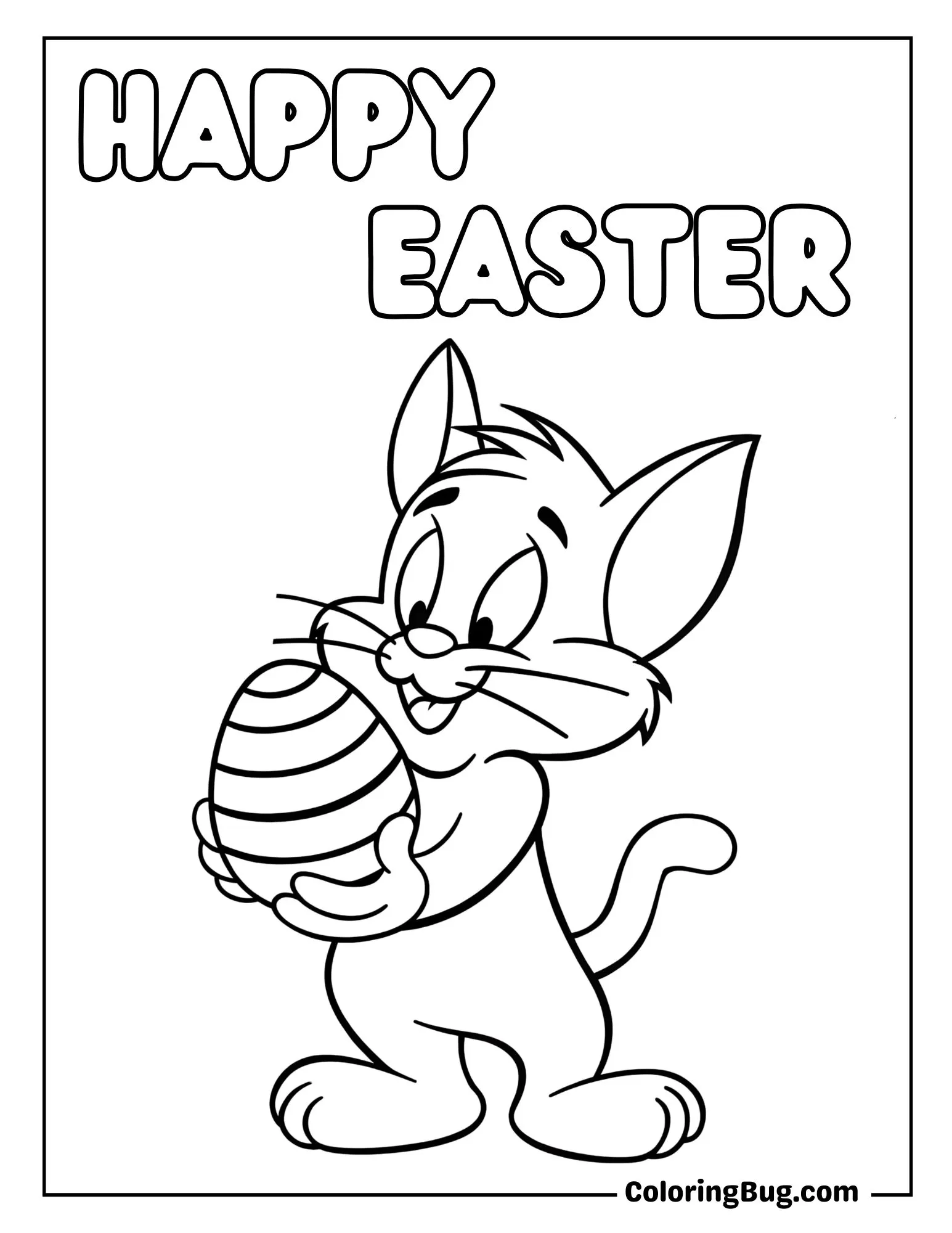 Tom Holding Easter Egg Coloring Sheet