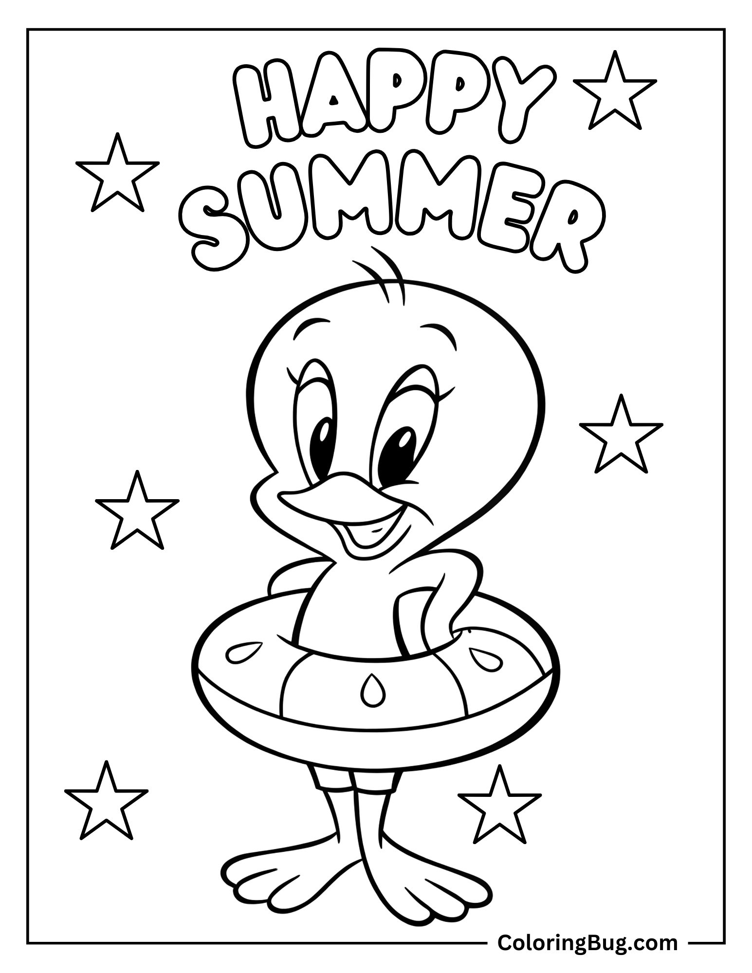 Tweety Wearing Floatie Coloring Sheet