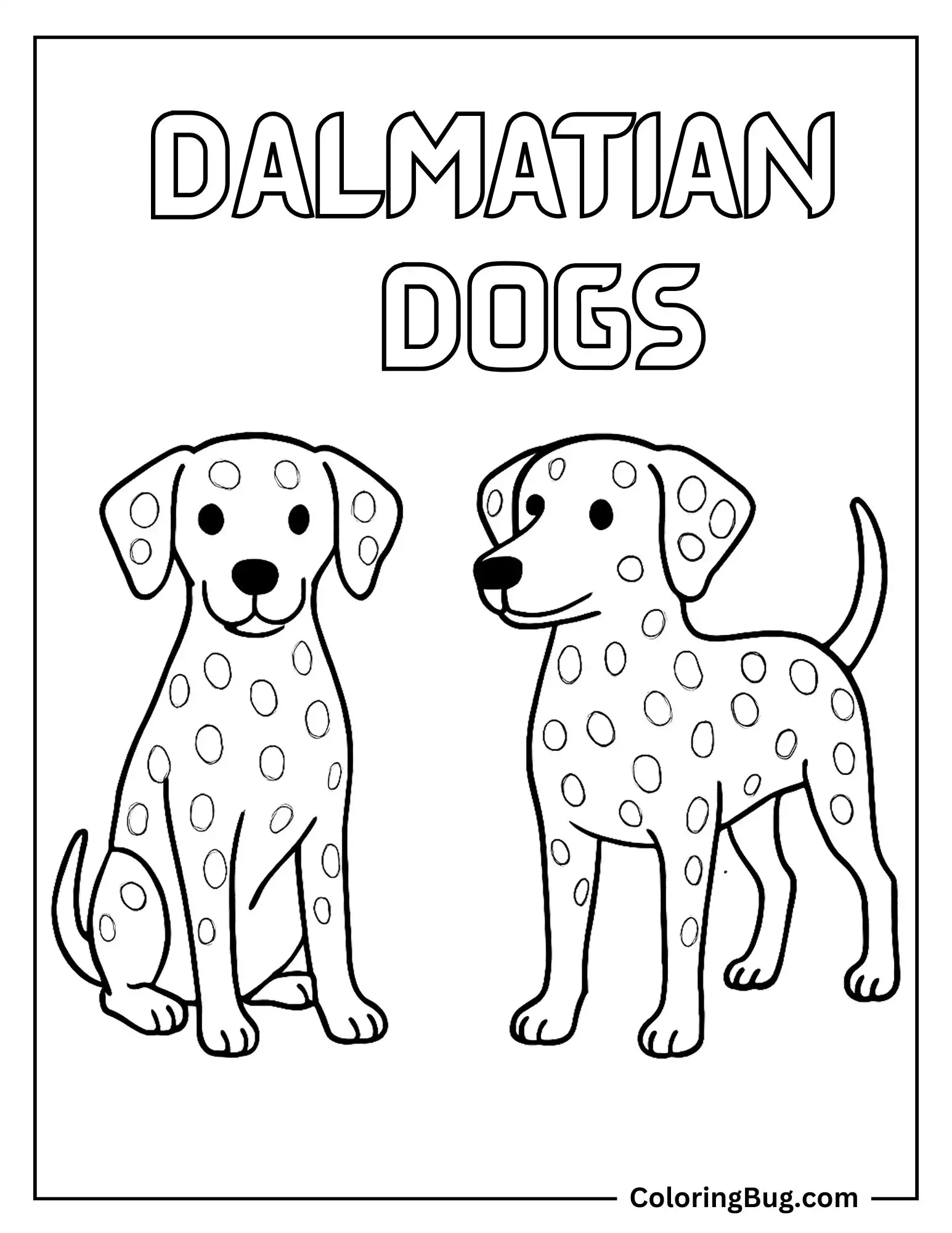 Two Dalmatian Dogs Coloring sheet