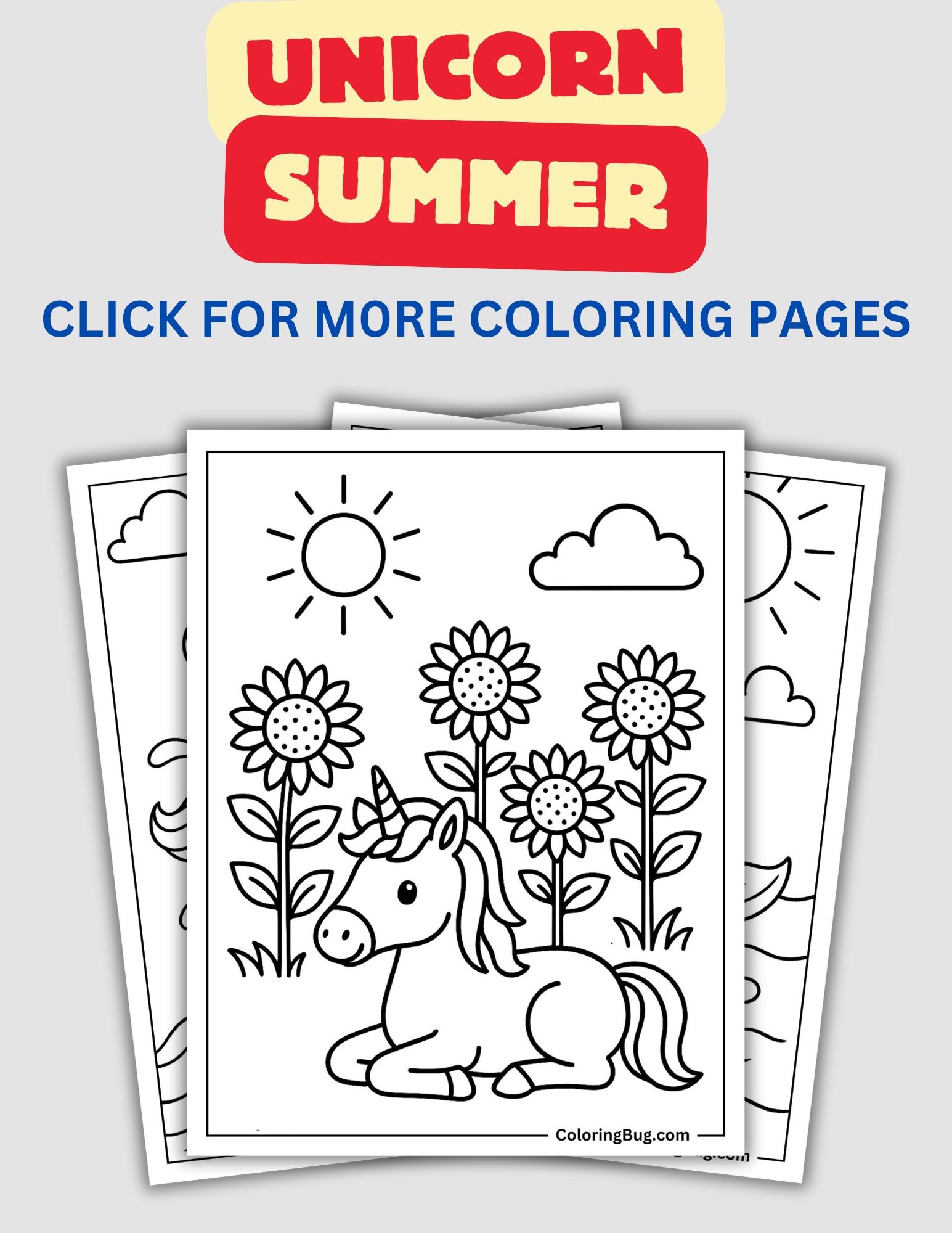 Unicorn Summer Coloring Pages