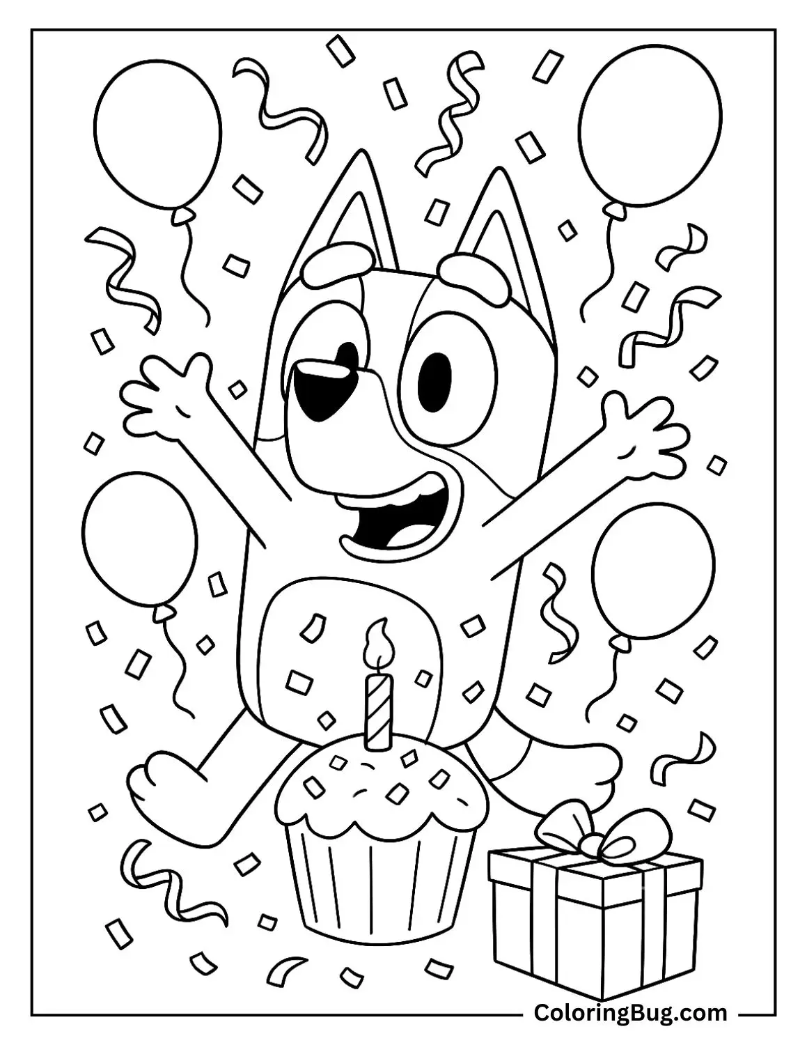 Very Happy Bluey Coloring Page