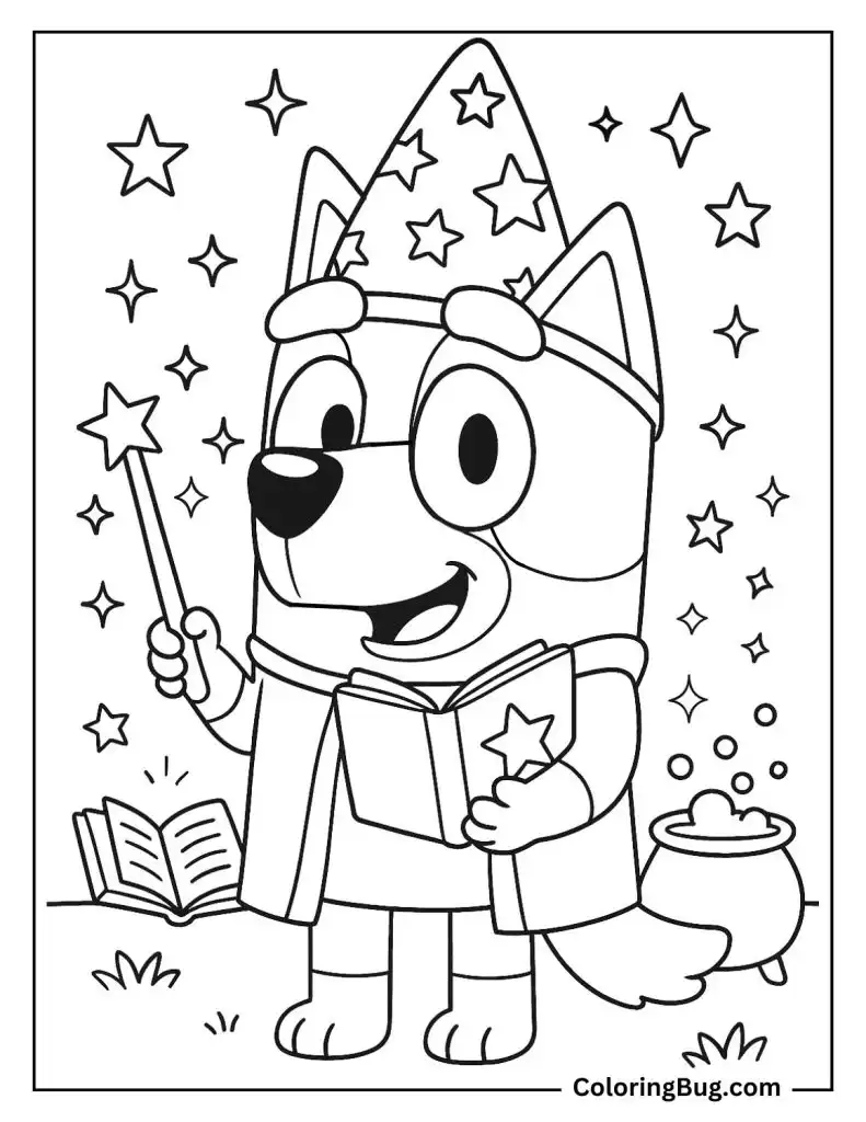 Wizard Bluey Coloring Page