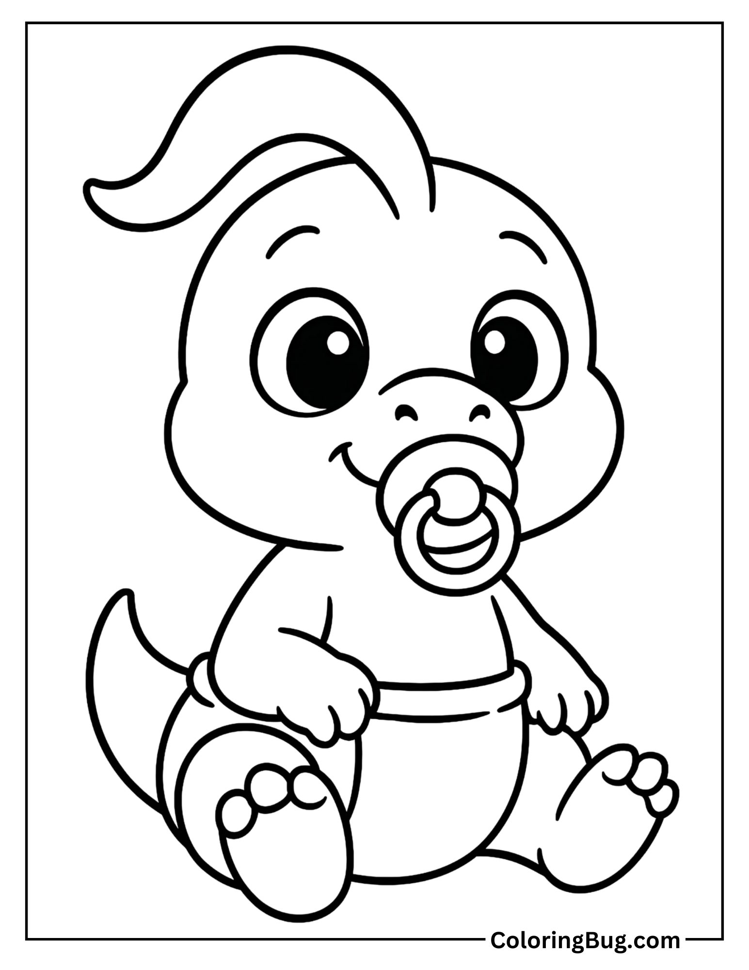 Baby Dinosaur with a Pacifier Coloring Sheet
