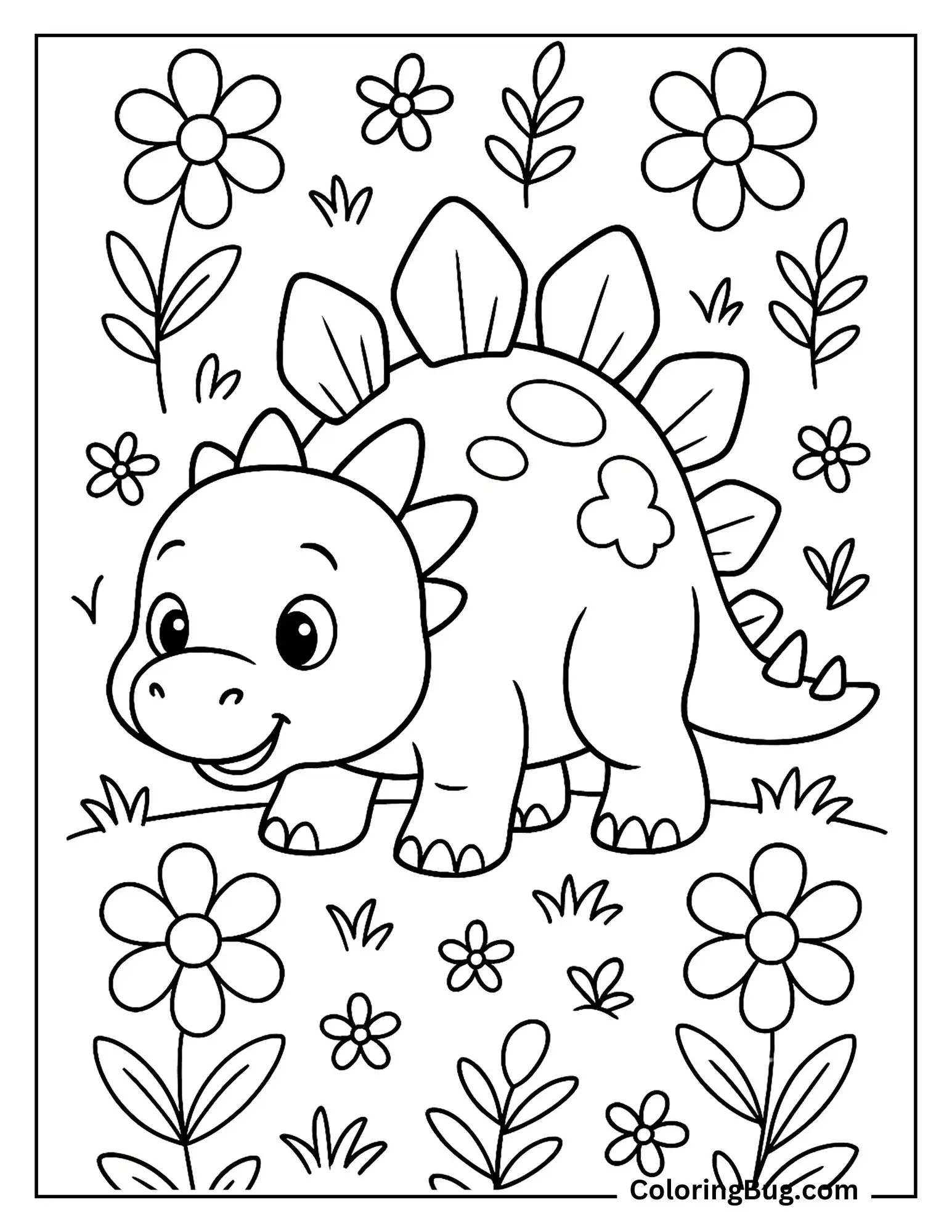 Baby Stegosaurus Coloring Sheet
