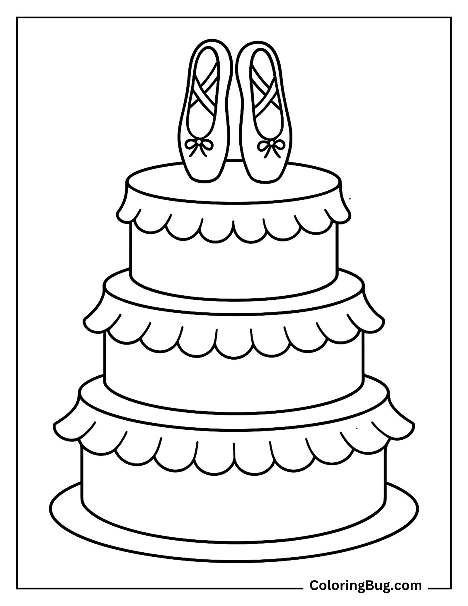 Ballet Theme Cake Coloring Sheet