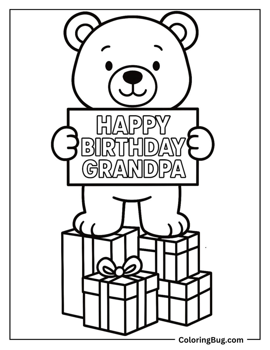16 Happy Birthday Grandpa Coloring Pages (Free Printable PDFs)