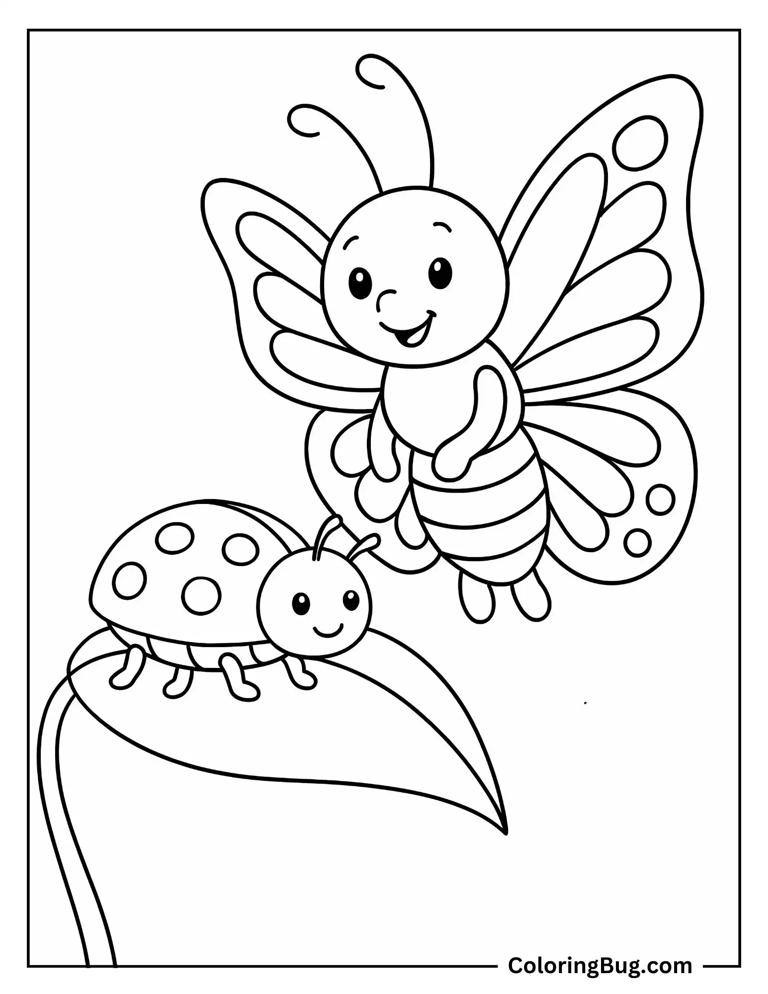 Butterfly Meeting Ladybug Coloring sheet