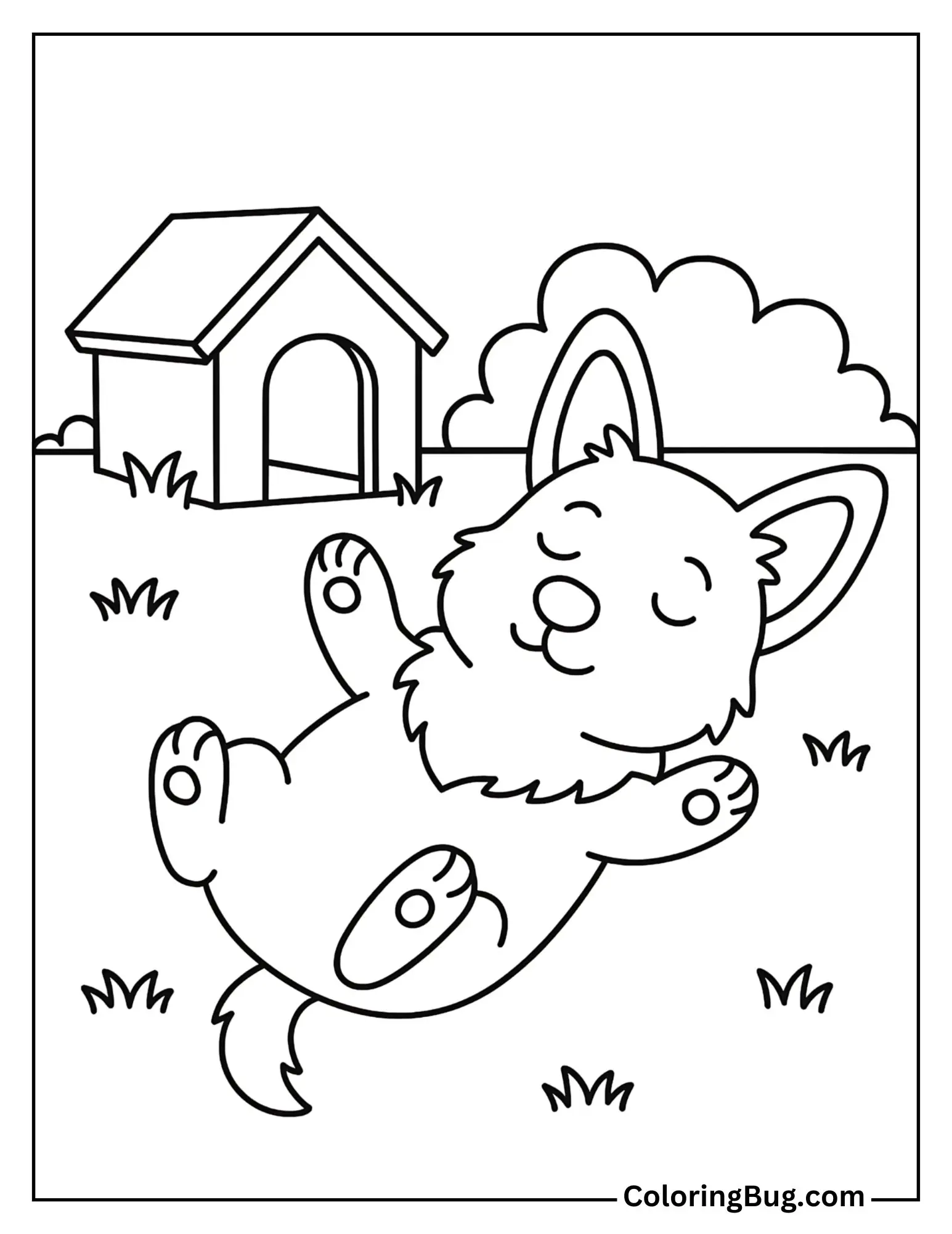 Corgi Lying on its Back with all Four Paws in the Air, Enjoying a Nap Coloring Sheet