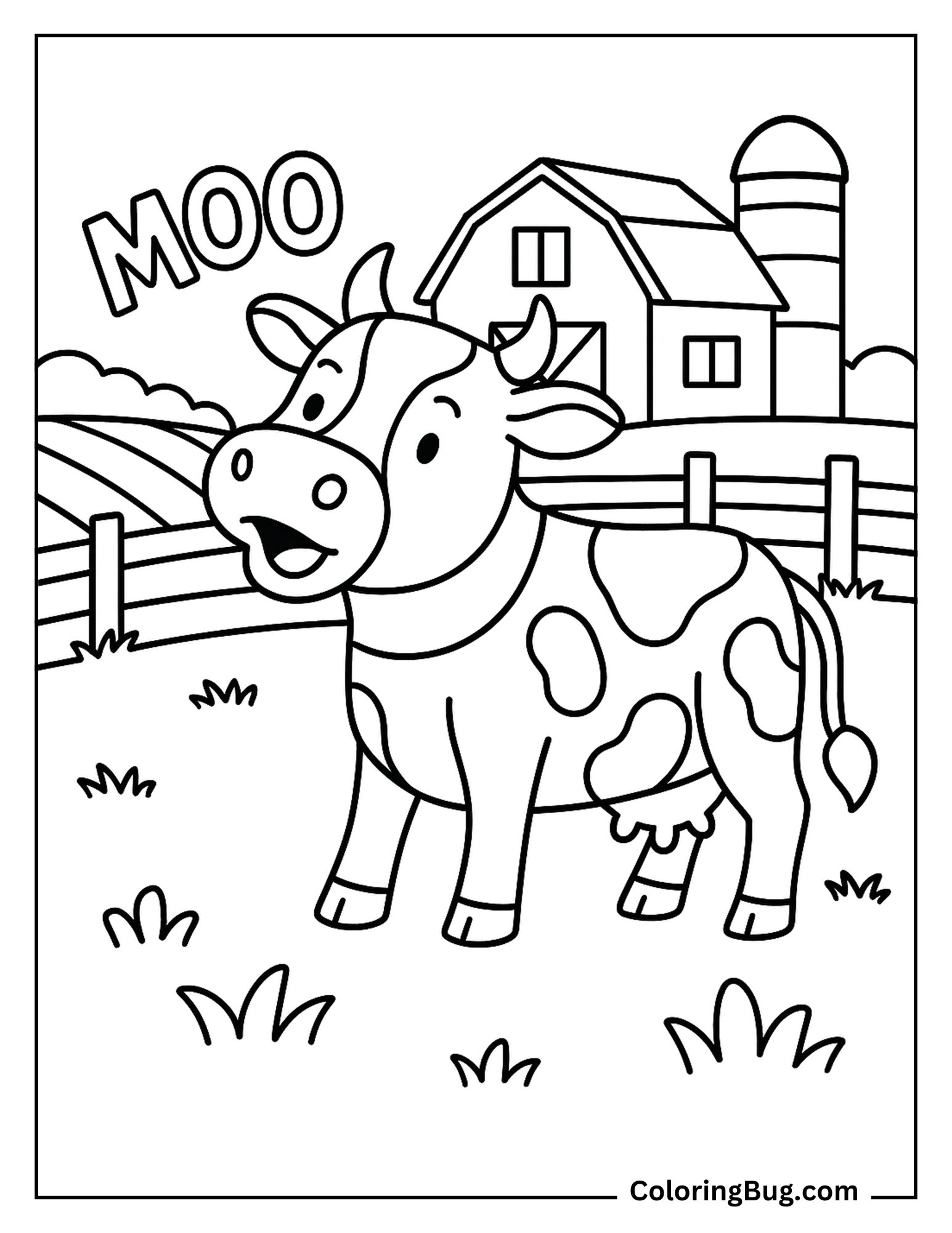 Cow Mooing Coloring Sheet