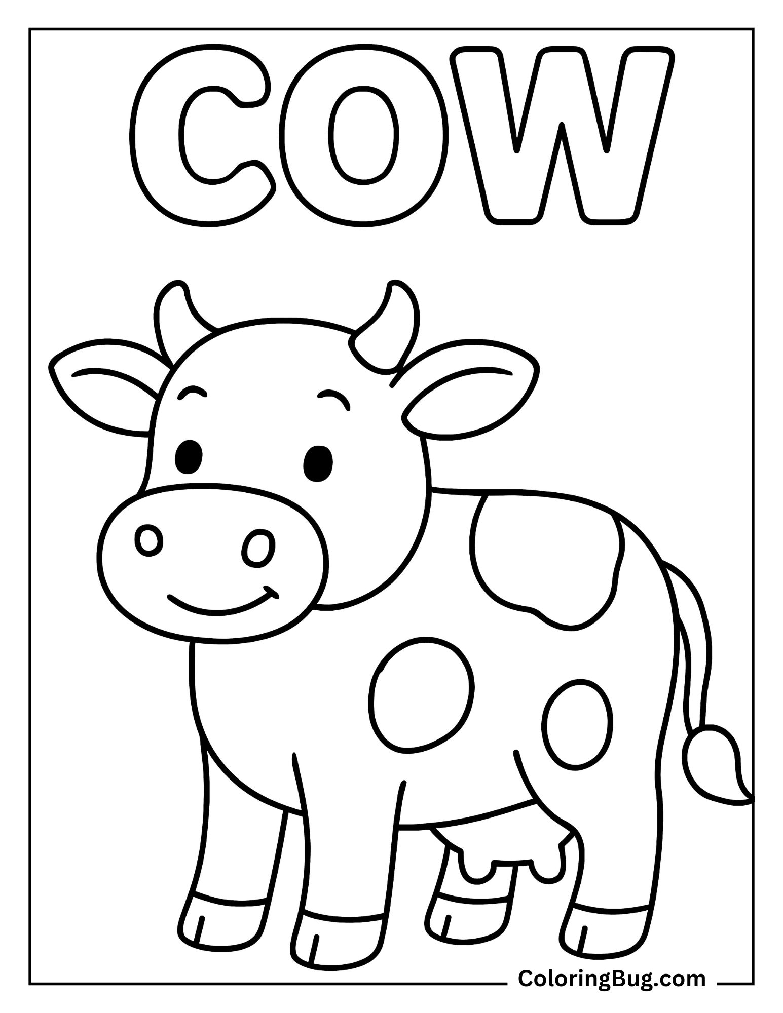 Cow Spelling Coloring Sheet