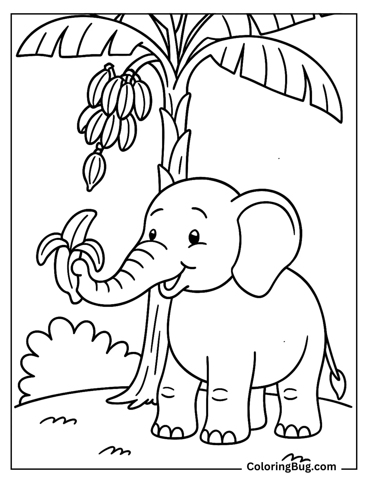 Elephant Eating Banana Coloring Sheet (1)