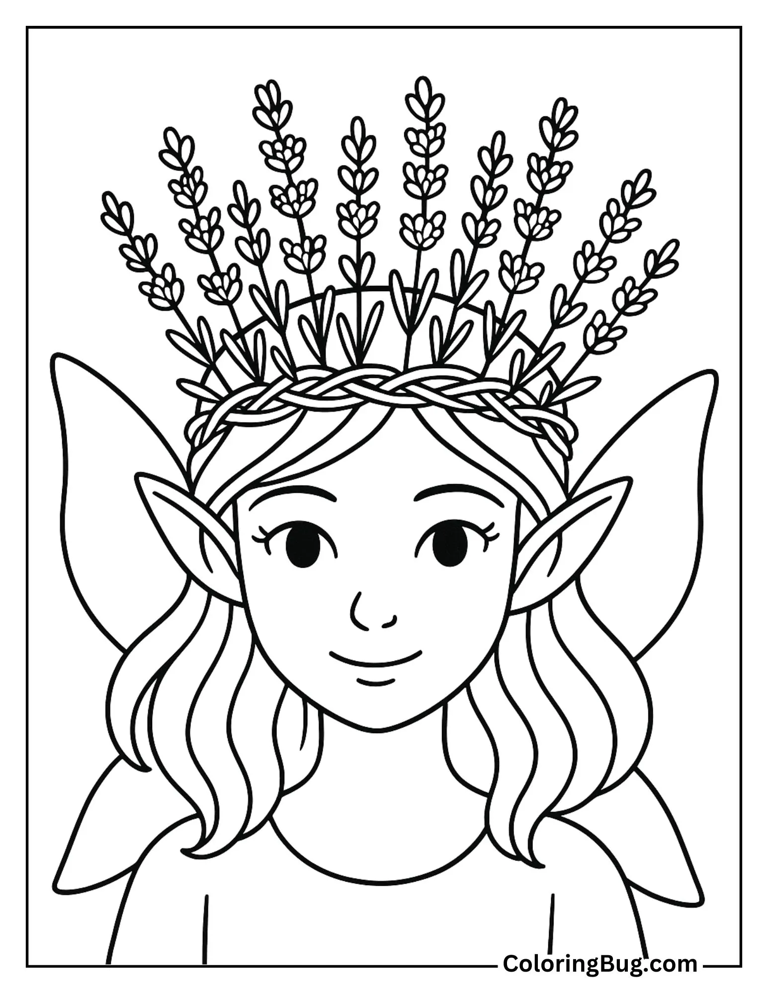 Fairy Crown Woven from Lavender Coloring Sheet