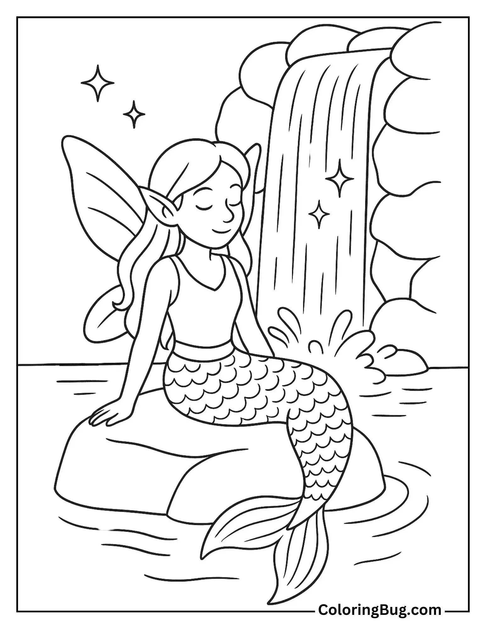 Fairy Sunbathing on a Lily Pad Coloring Sheet
