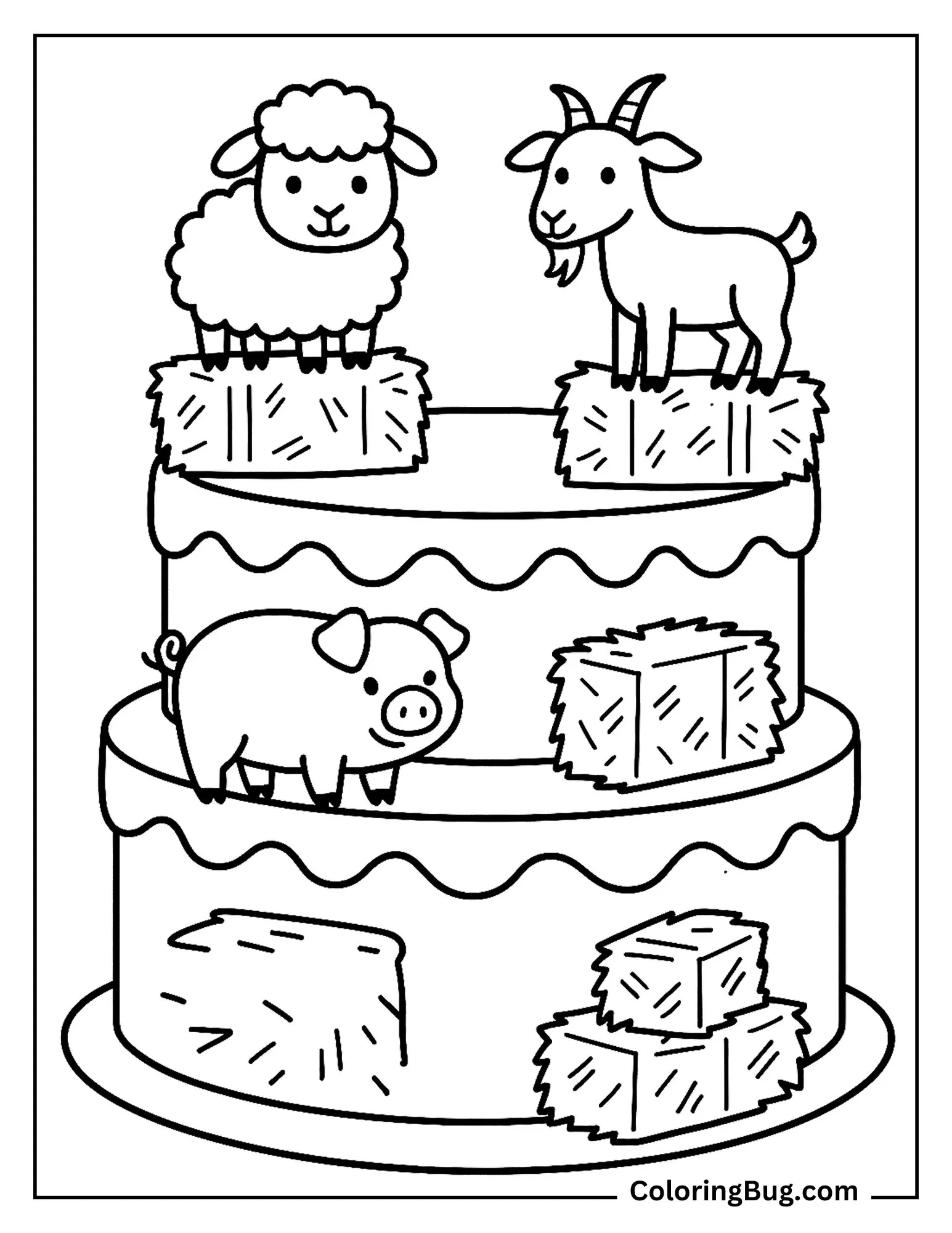 Farm Theme Cake Coloring Sheet