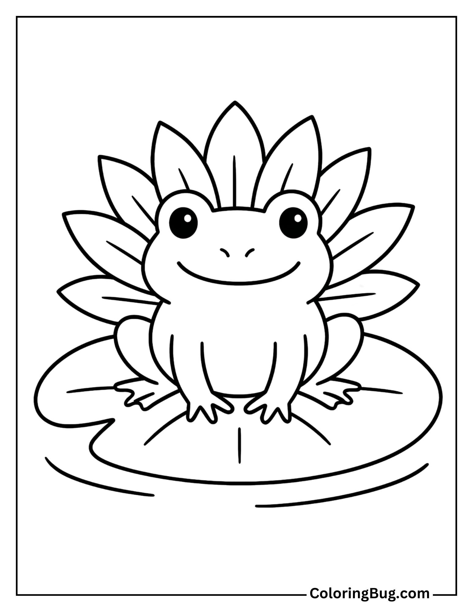 Frog Resting on a Water Lily Coloring Sheet