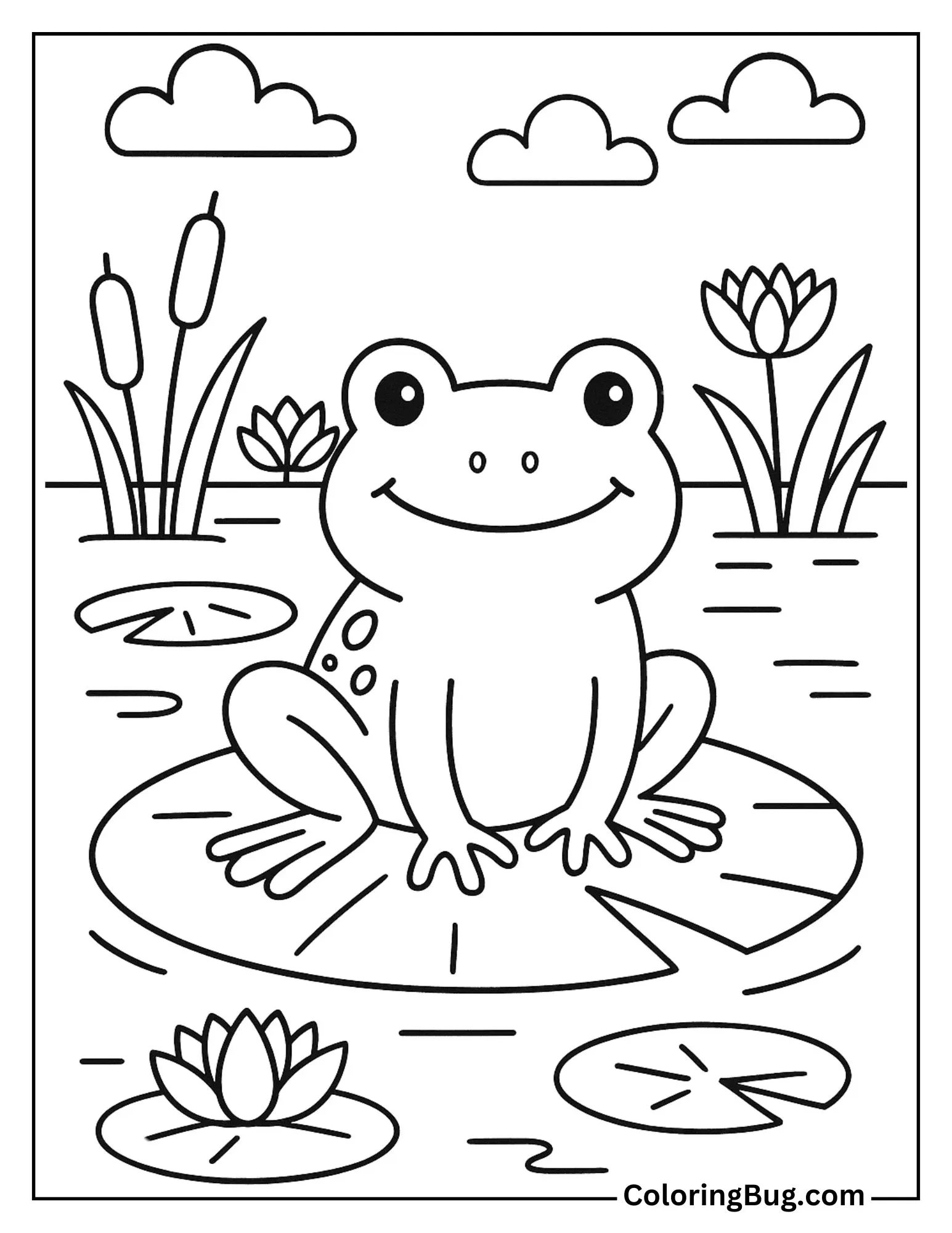 Frog Sitting on a Lily Pad Coloring Sheet