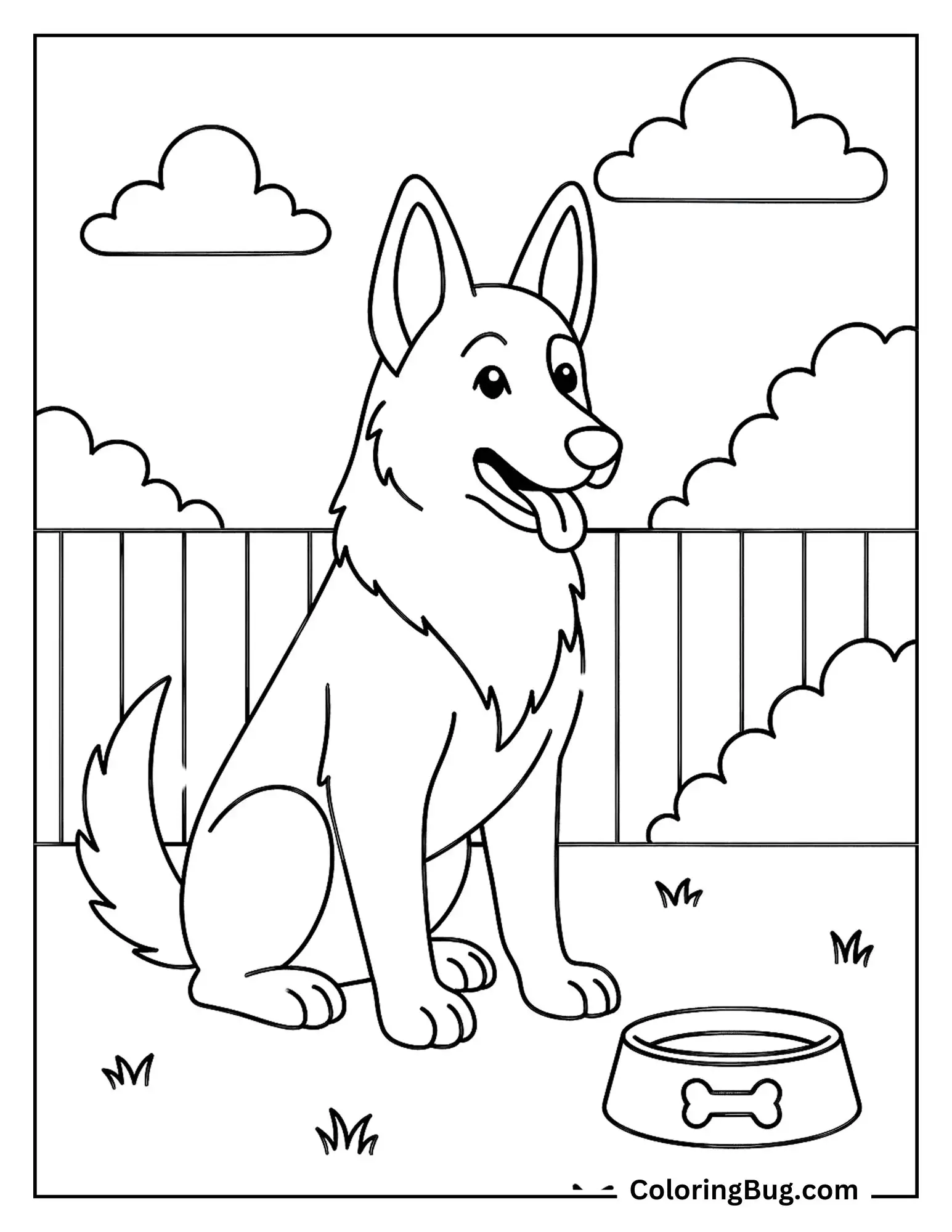 German Shepherd Waiting For Food Coloring Sheet