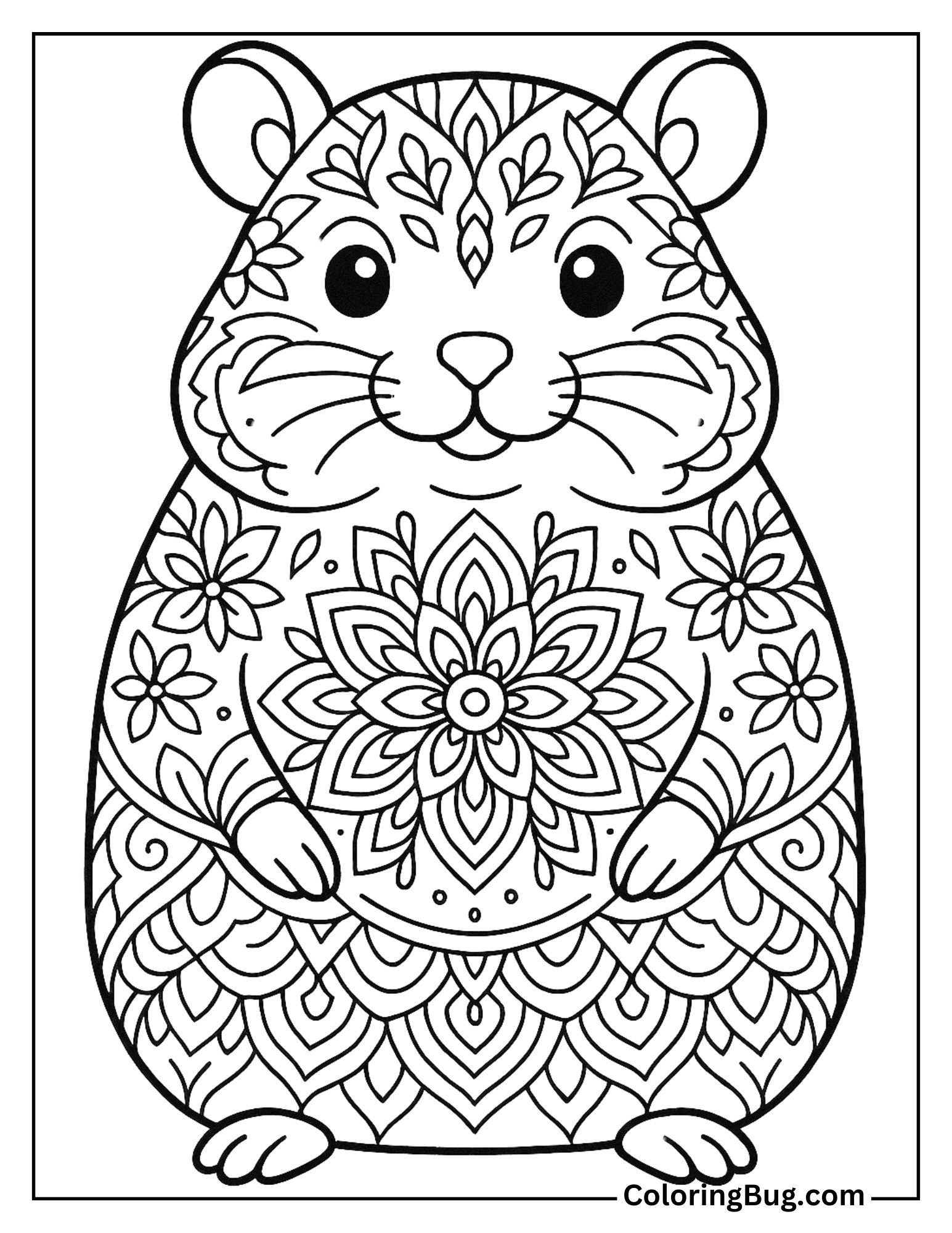 Hamster Mandala Coloring Sheet