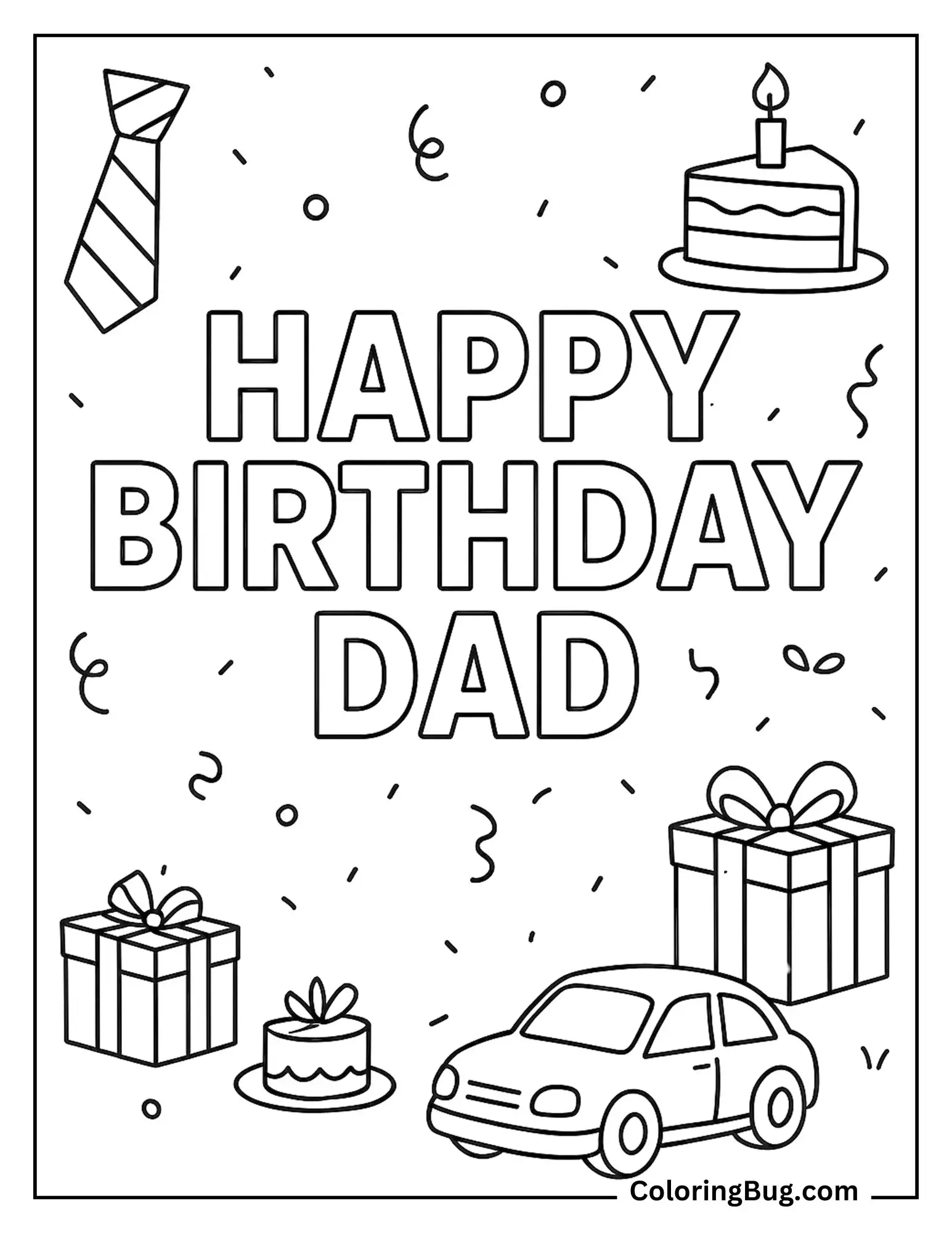 Happy Birthday Dad Coloring Sheet