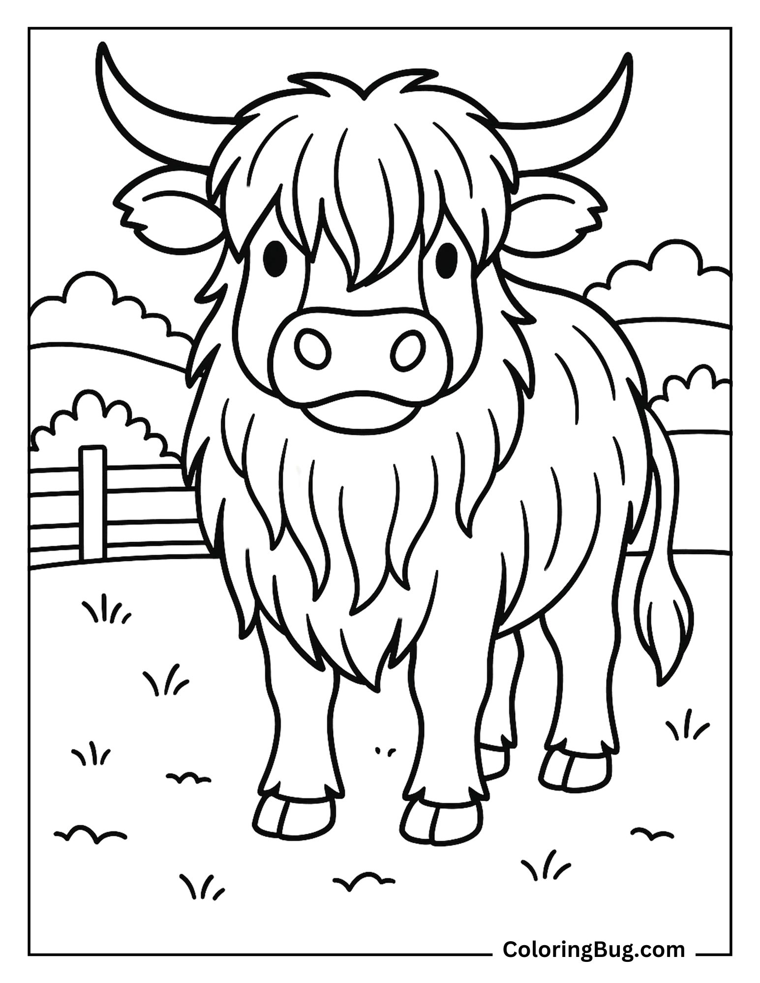 Highland Cow Coloring Sheet