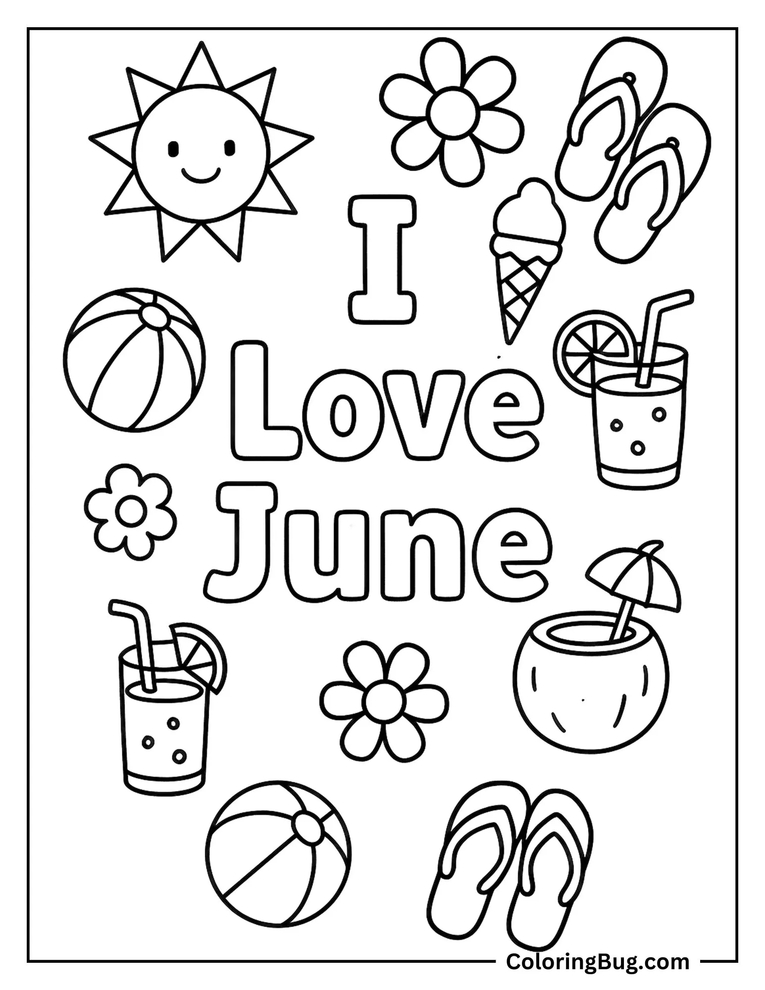 I Love June Coloring Sheet