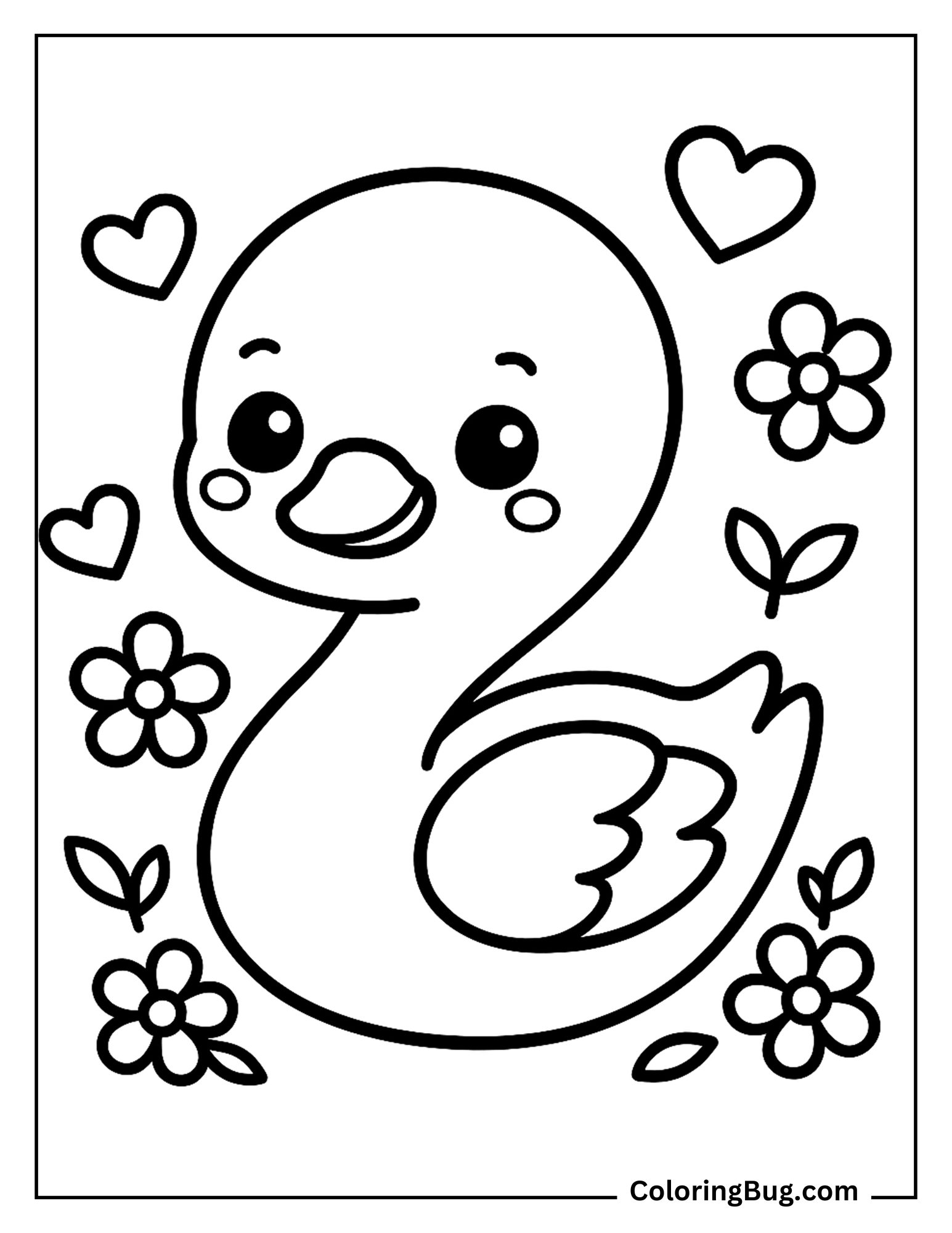 Kawaii Swan Coloring Sheet
