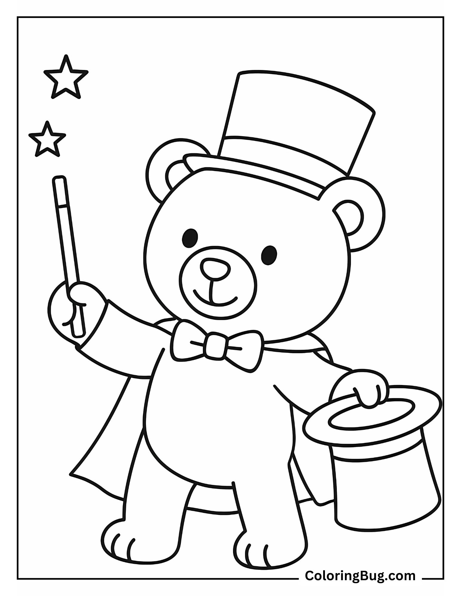 Magician Teddy Bear Coloring Sheet