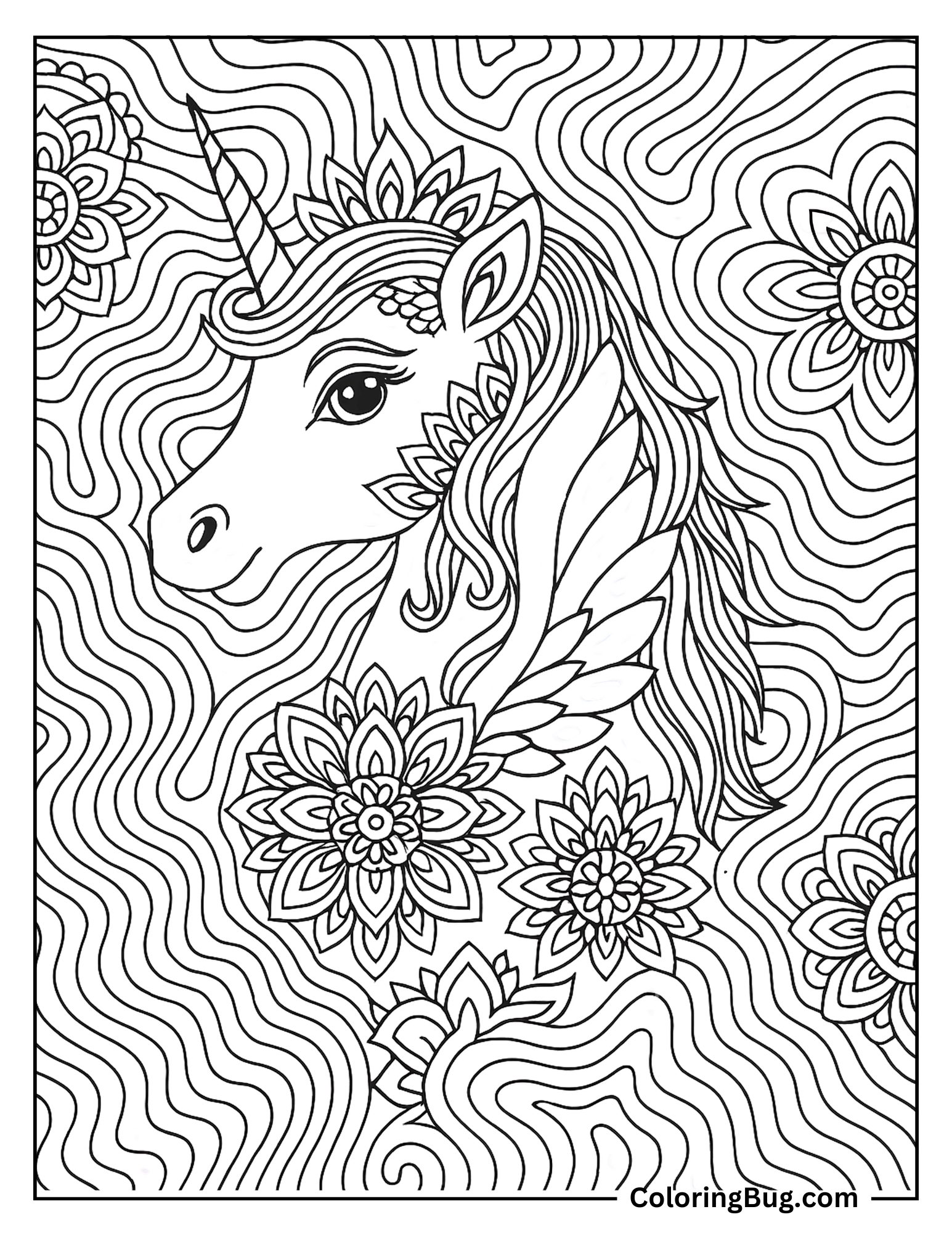 Mandala Unicorn Coloring Sheet