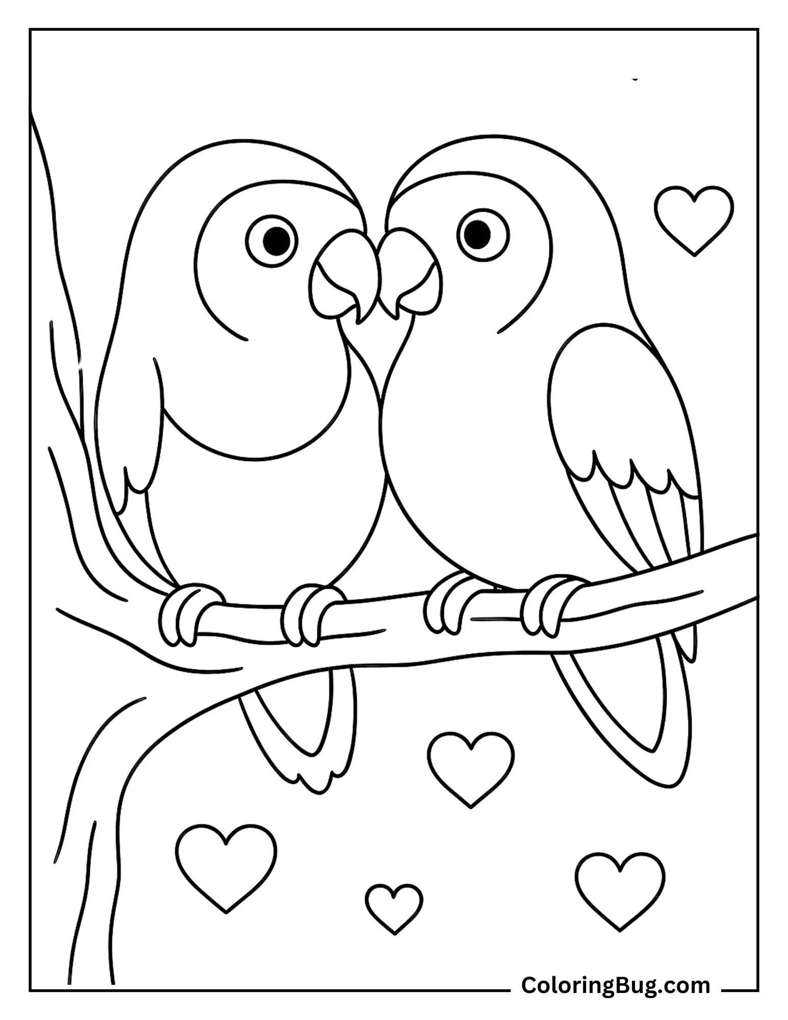 Parrots in Love Coloring Sheet