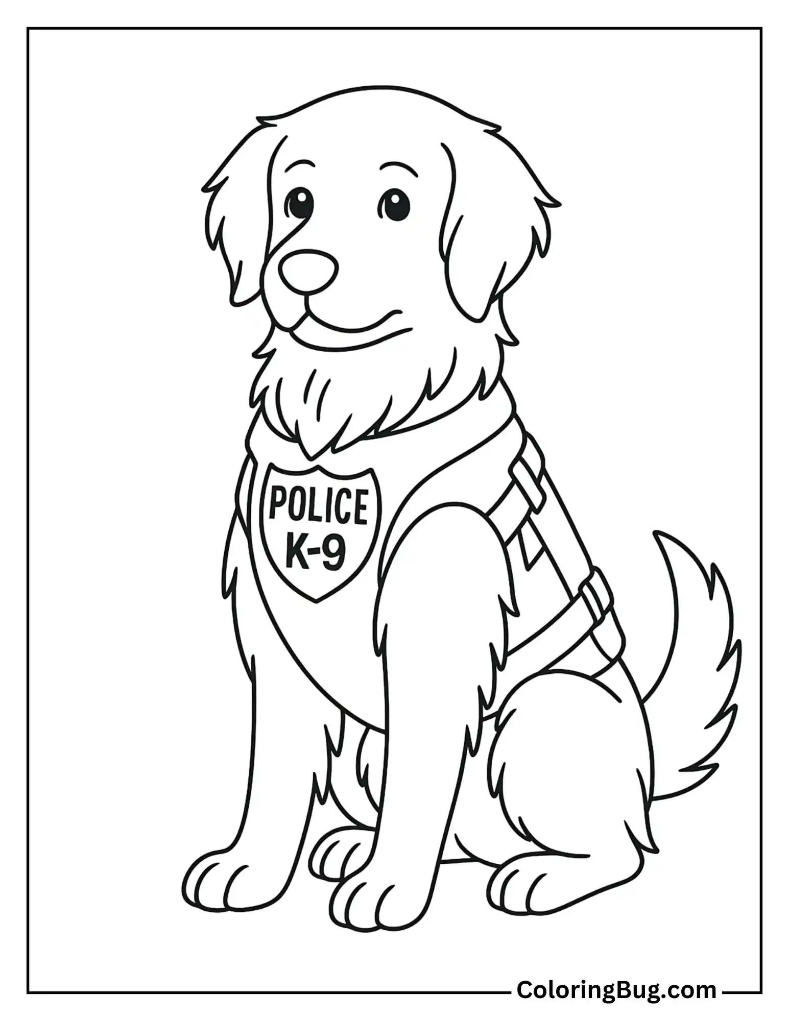 Police K-9 Golden Retriever Coloring Sheet